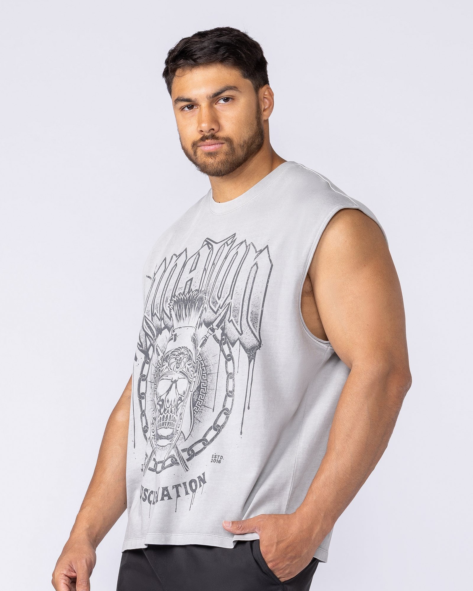 Spartan Vintage Boxy Muscle Tank - Washed Quiet Grey