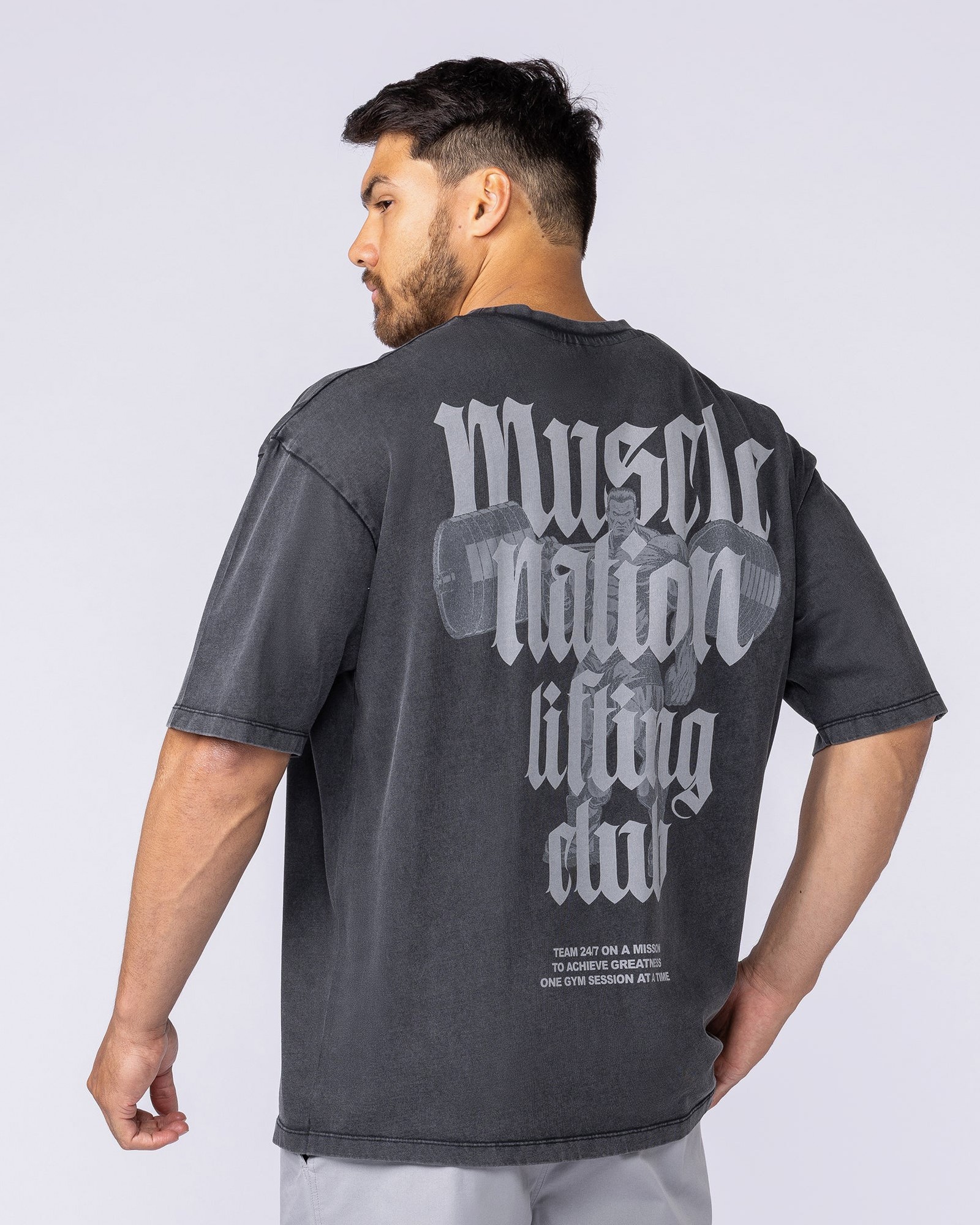 Lifting Club Oversized Vintage Tee - Washed Black