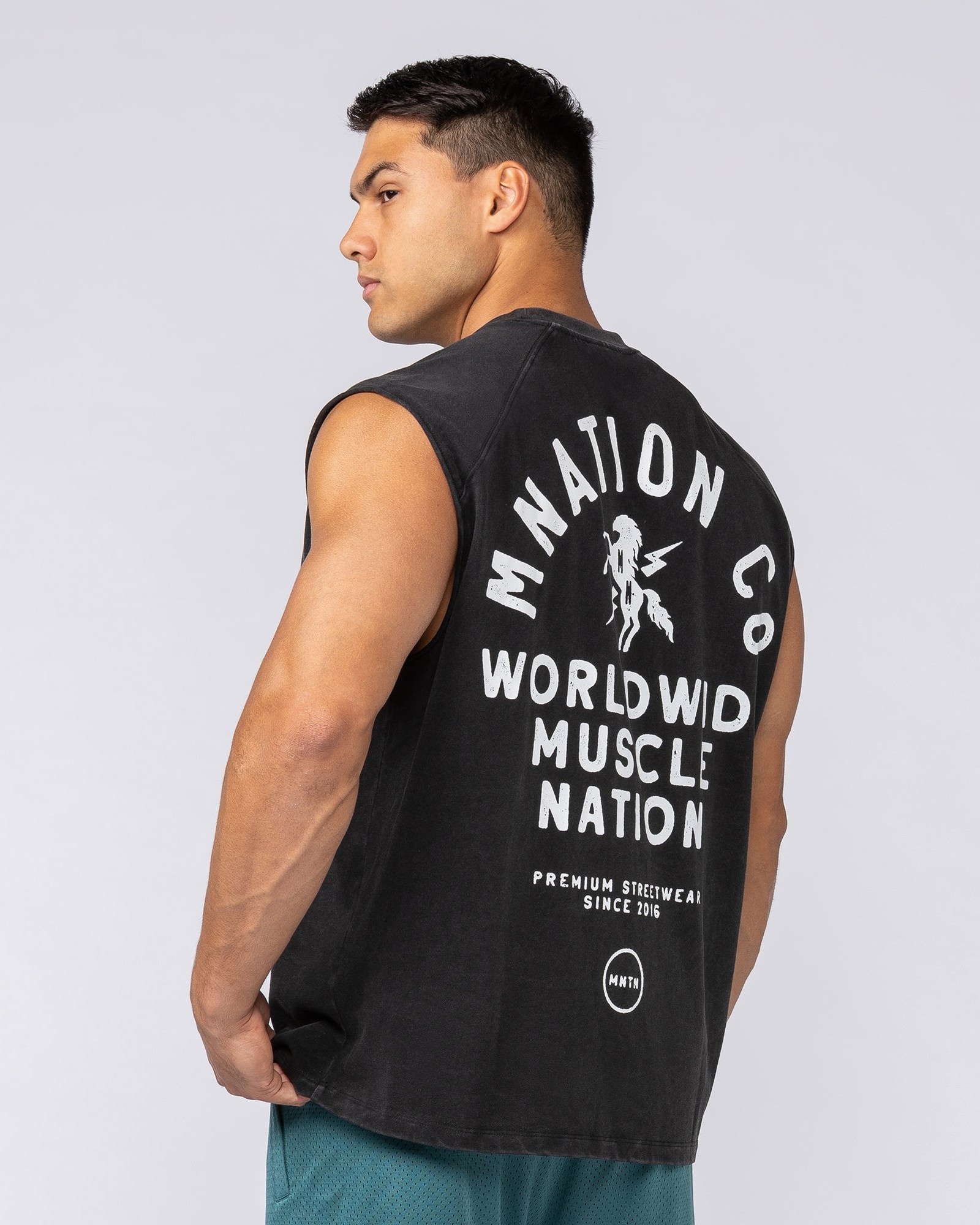 MNation Co Vintage Boxy Muscle Tank - Washed Black