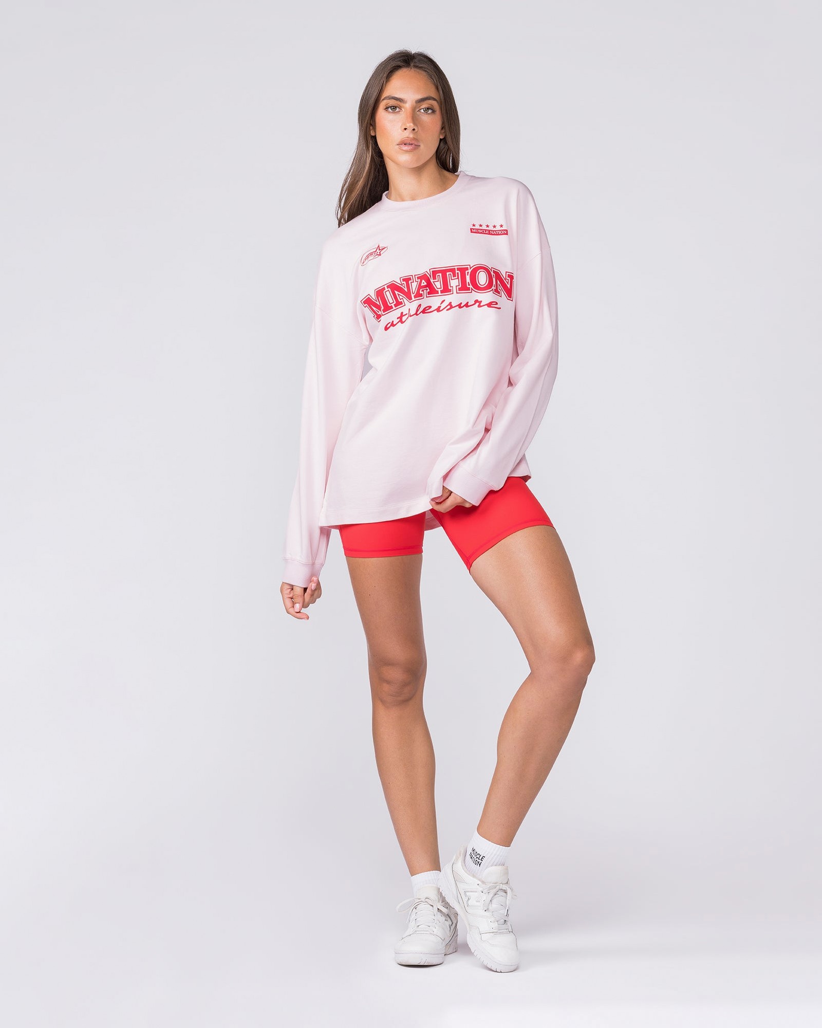 United Loopback Oversized Long Sleeve Top - Babydoll