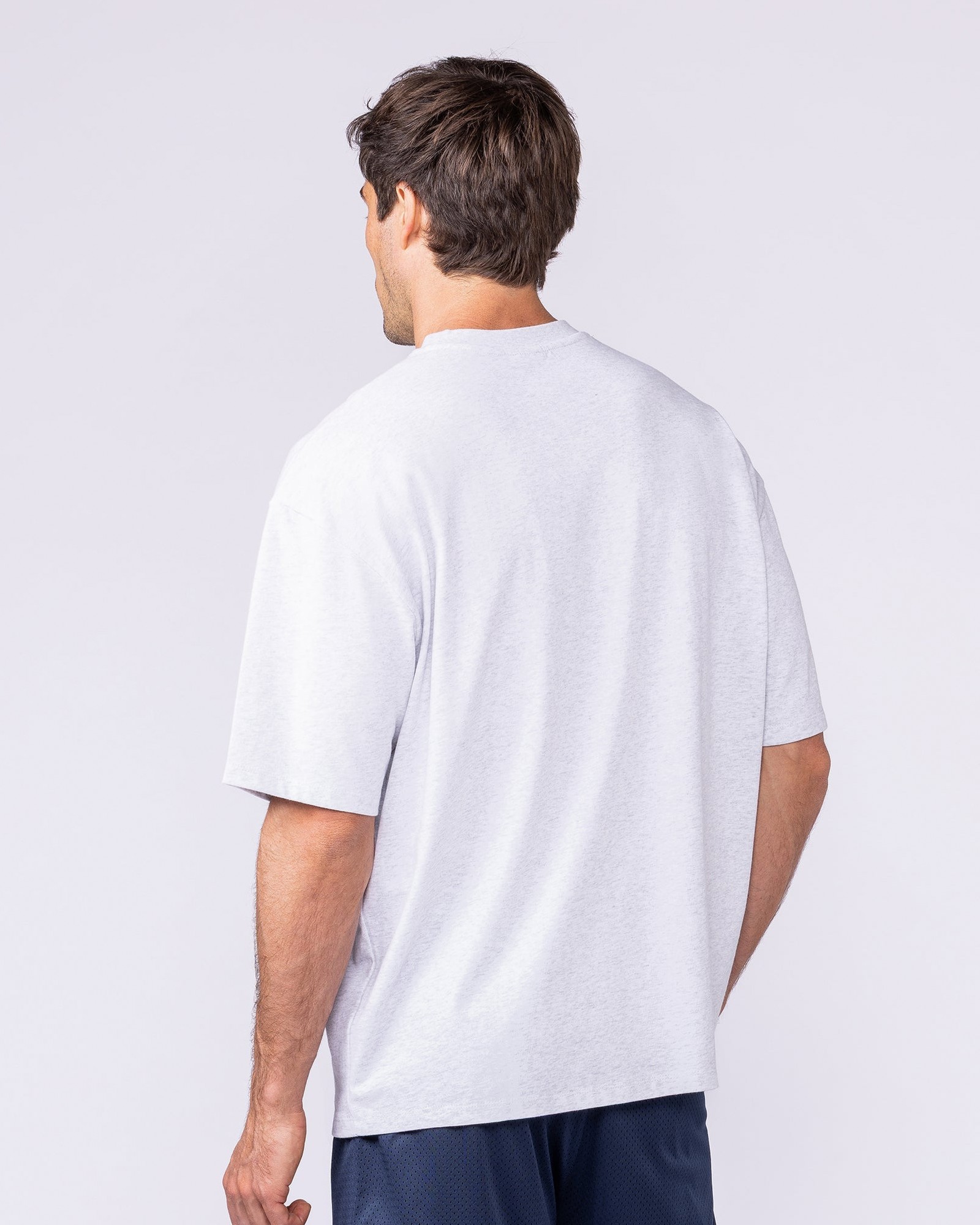 Mens Running Club Oversized Tee - Snow Grey Marl