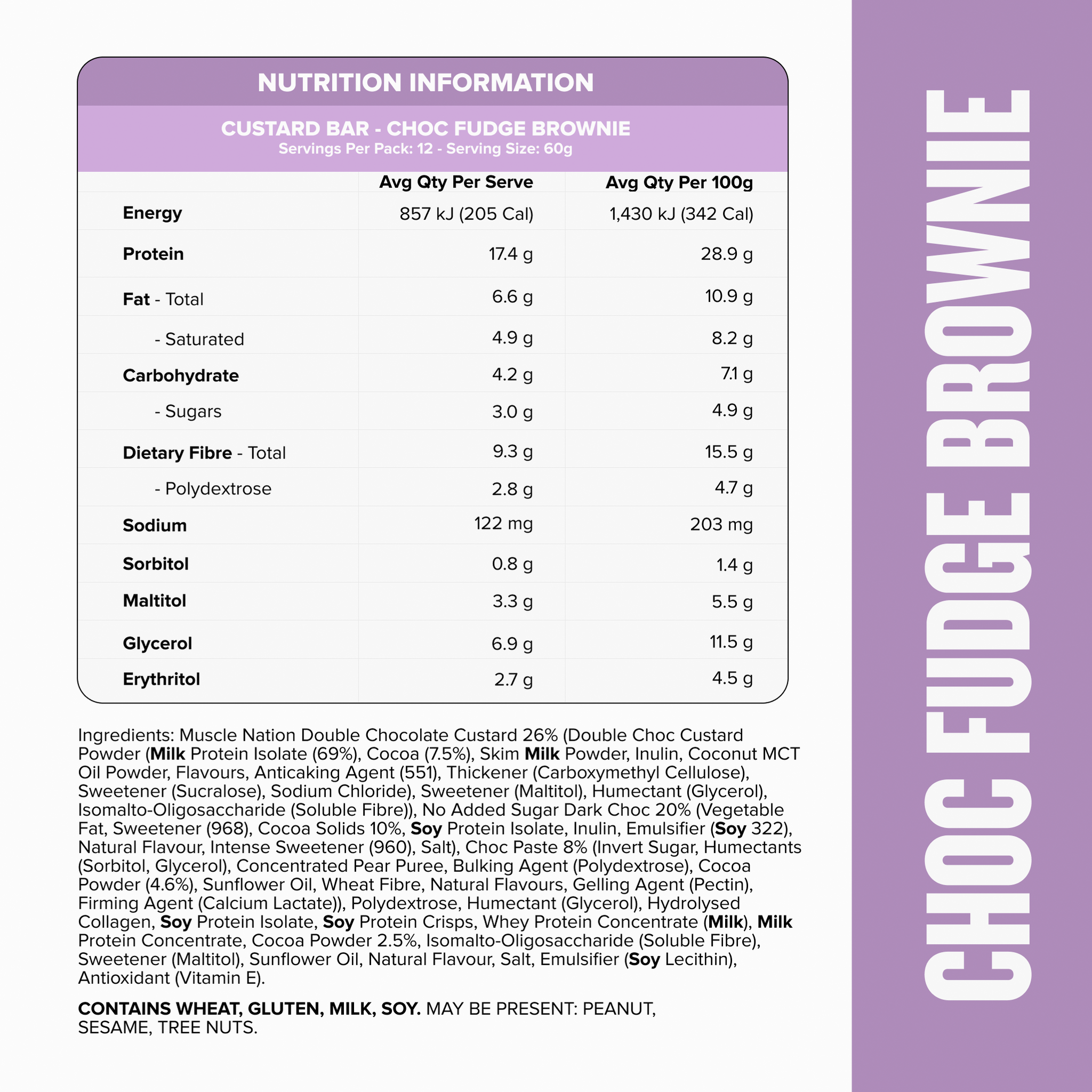 CUSTARD Protein Bar - Choc Fudge Brownie - Box of 12
