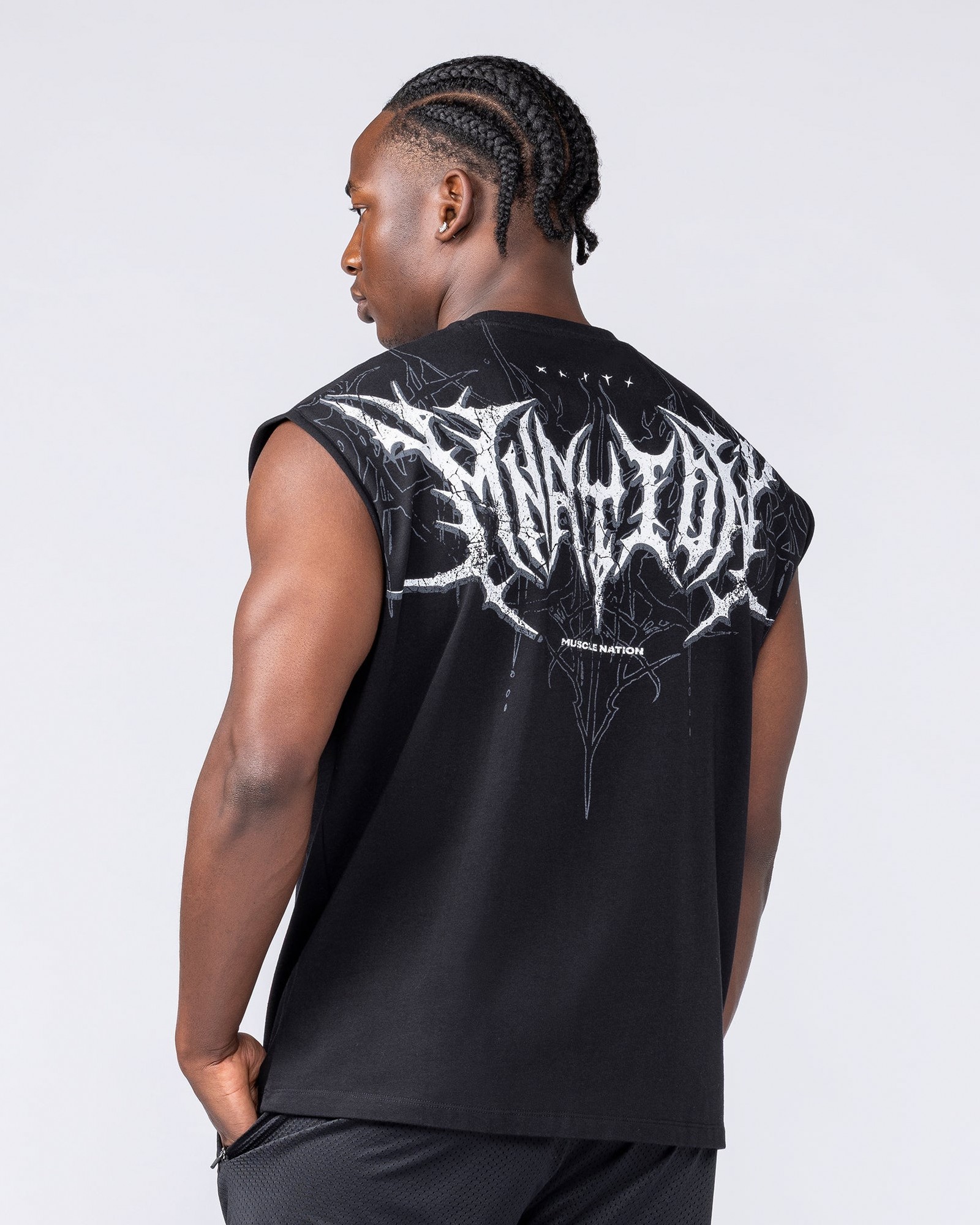 Gothic Boxy Muscle Tank - Black