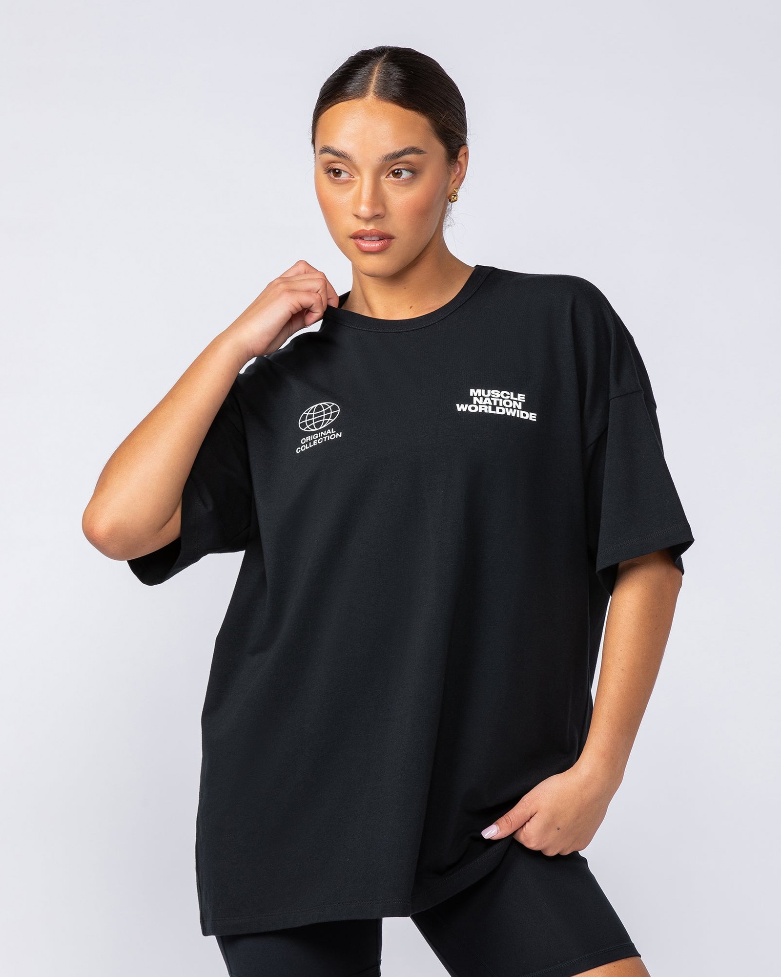 Womens Global Oversized Tee - Black