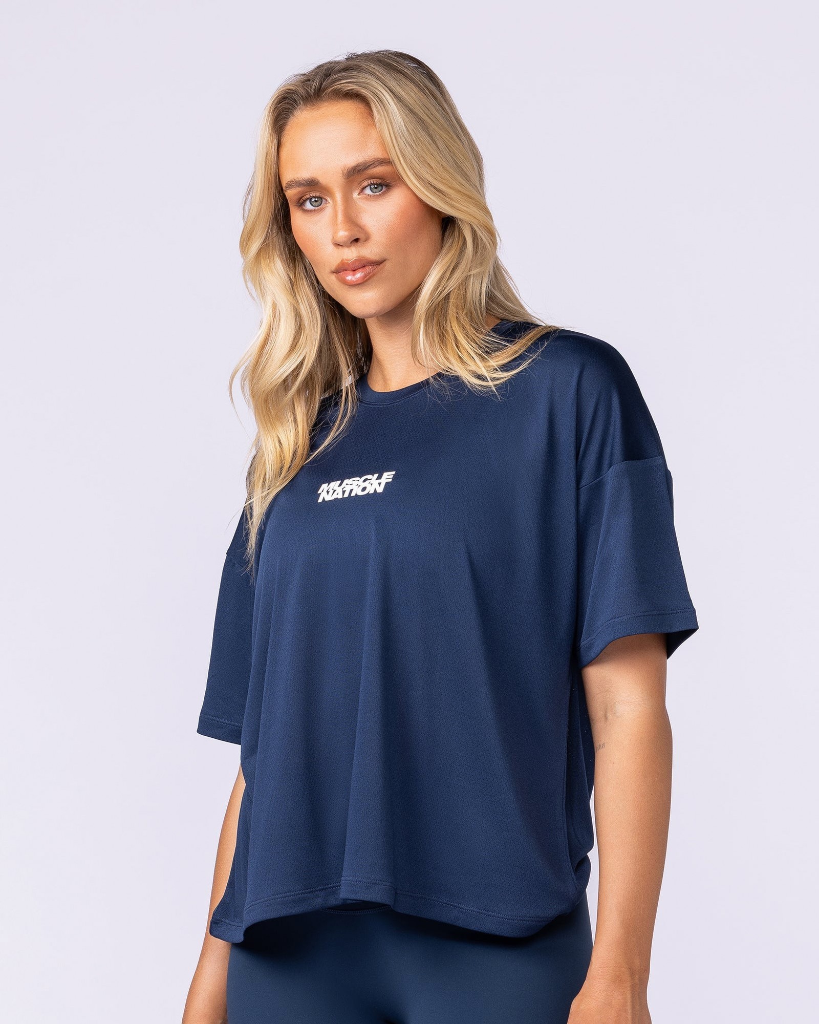 Boxy Training Tee - Navy