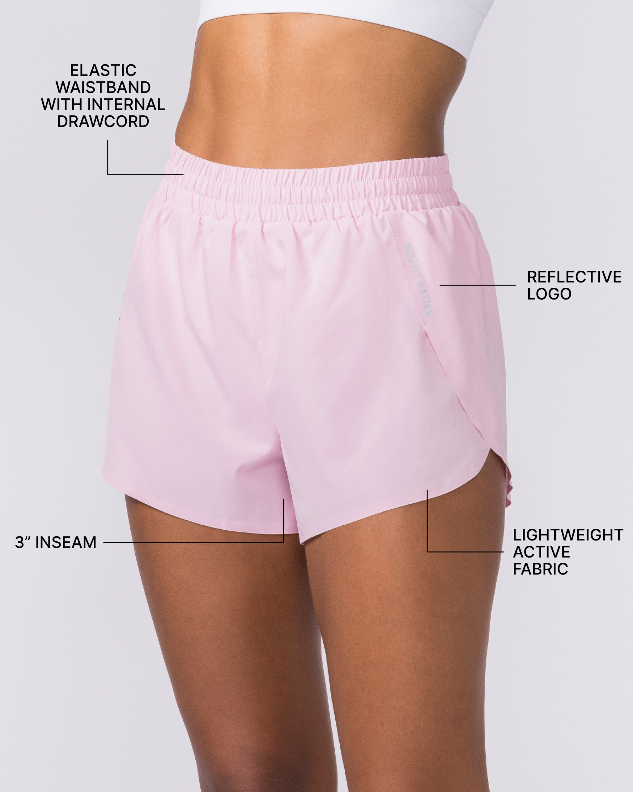 Pace 3" High-Waisted Run Shorts - Blossom