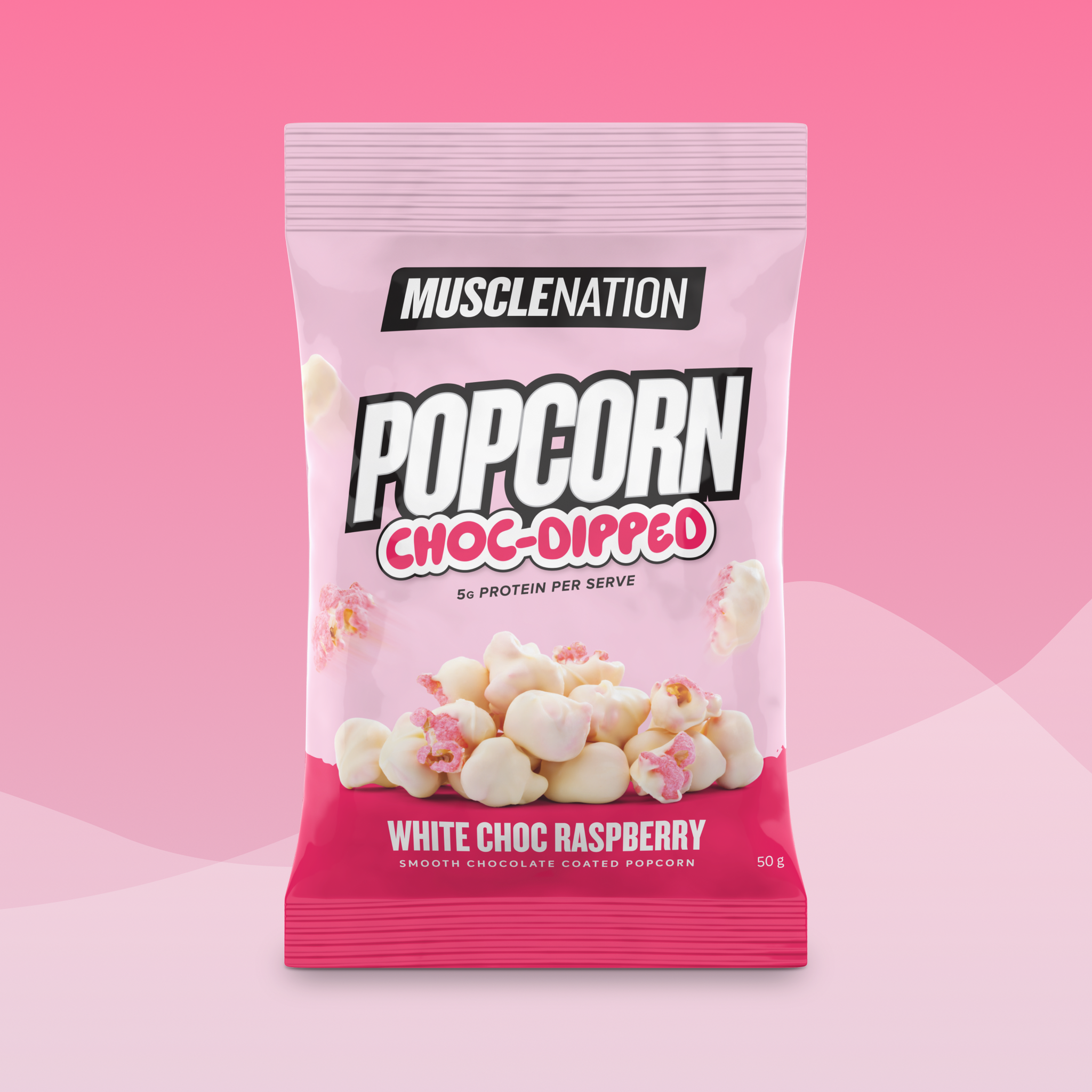 POPCORN CHOC-DIPPED - White Chocolate Raspberry - Box of 8