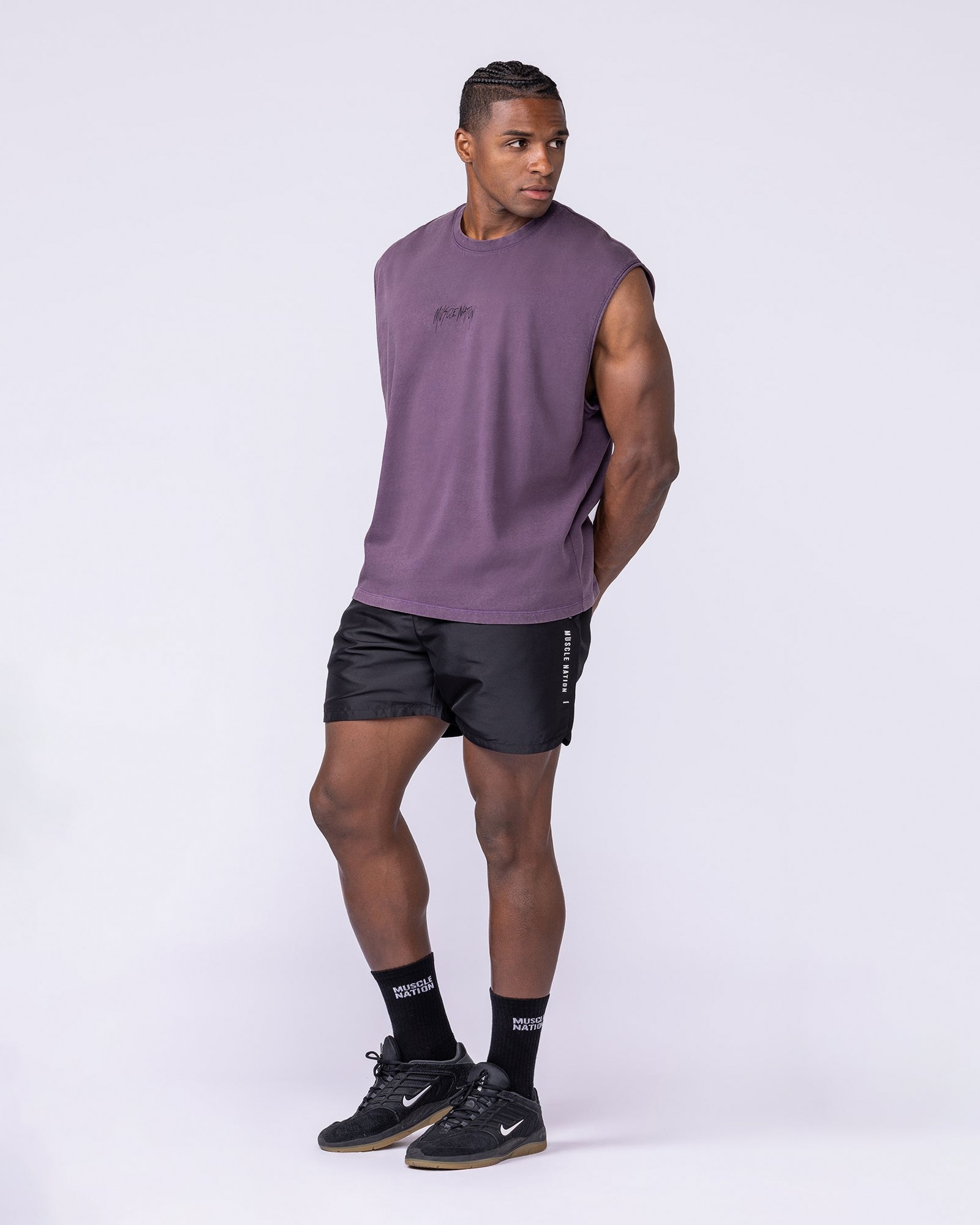 Heartless Vintage Boxy Muscle Tank - Washed Dark Purple