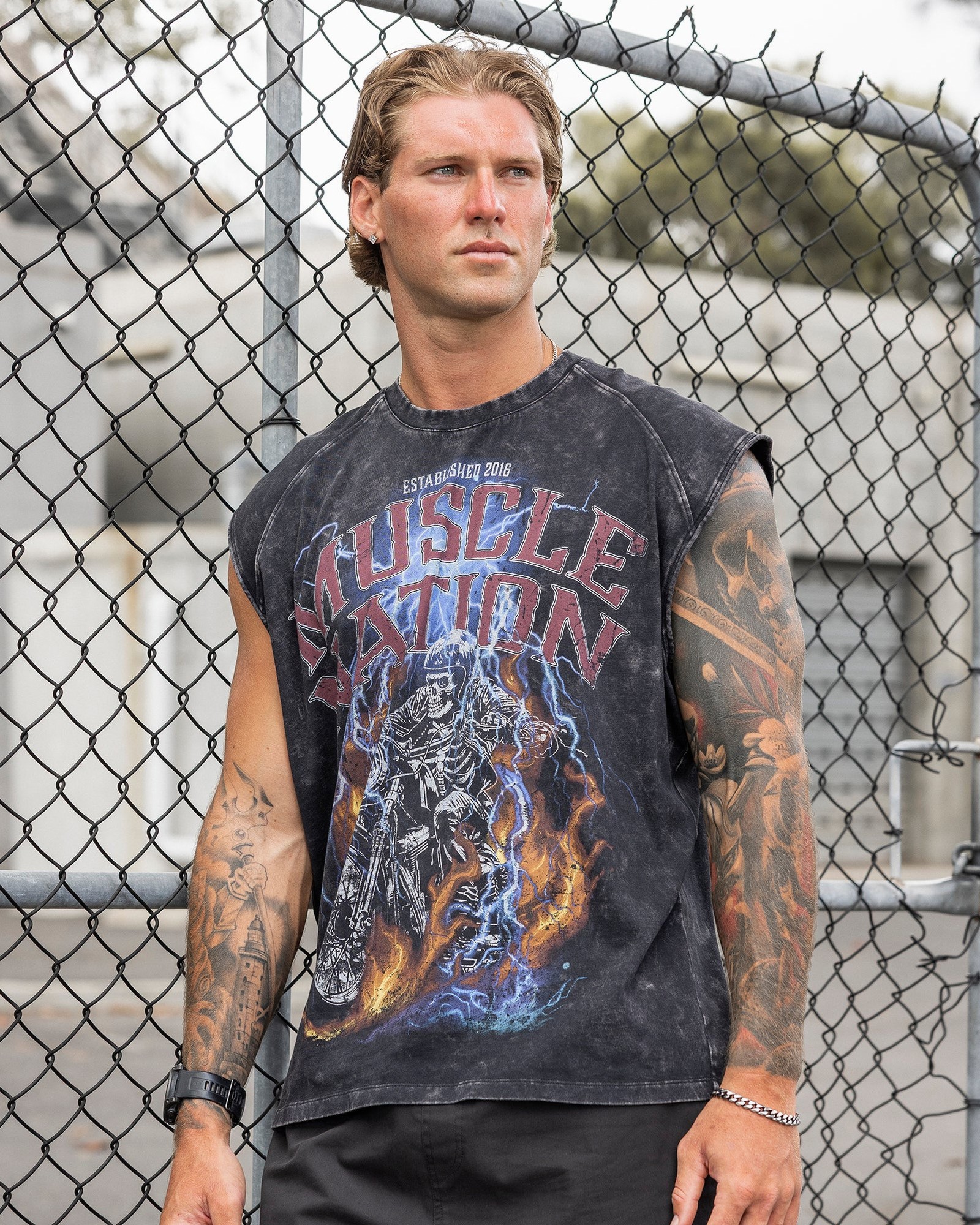 Full Throttle Vintage Boxy Muscle Tank - Washed Black