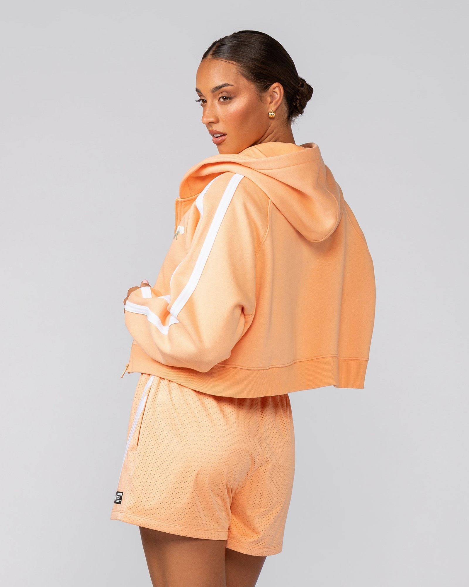 Recoup Cropped Zip Up Hoodie - Melon
