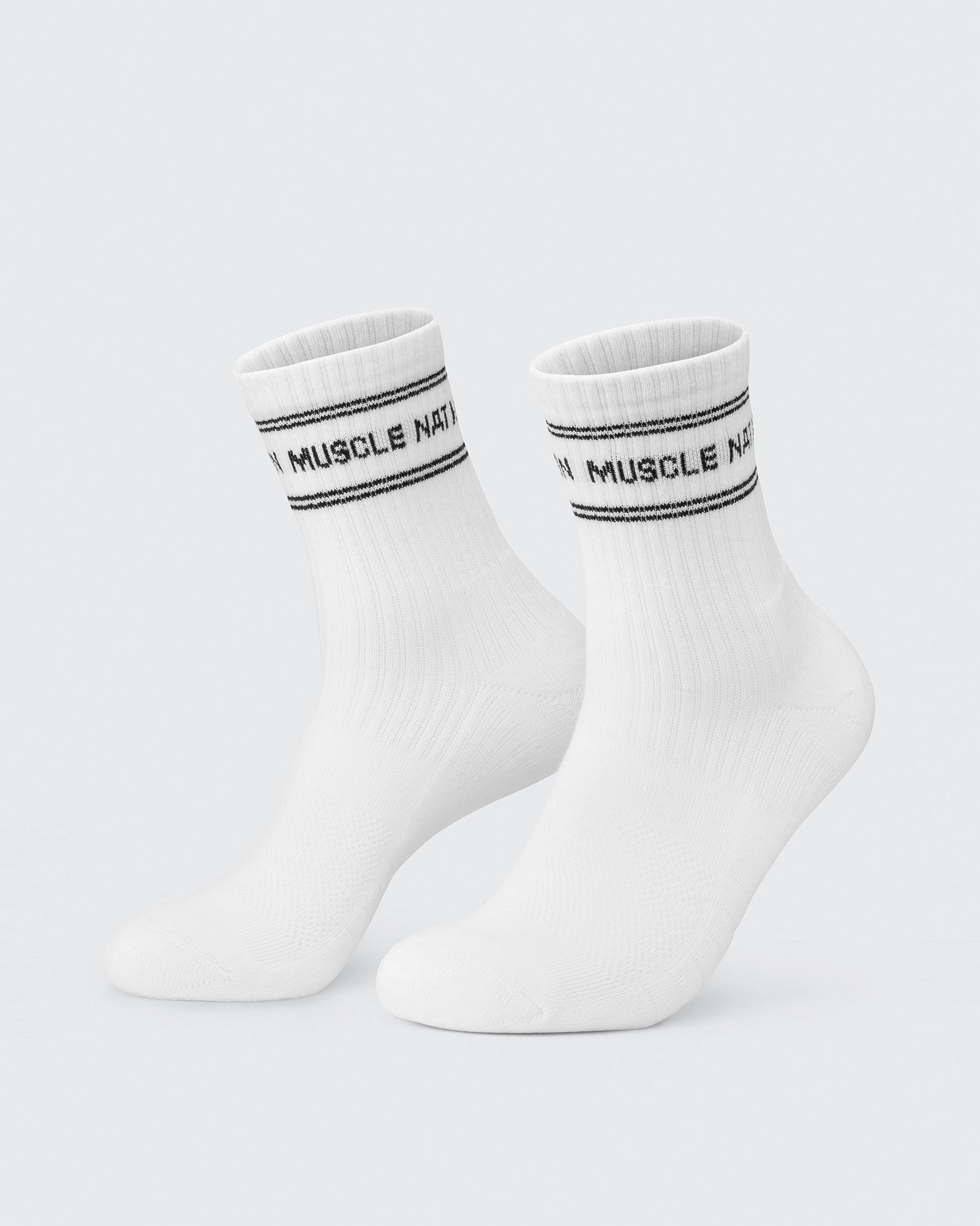 Womens Stripe Crew Sock (2x Pack) - White