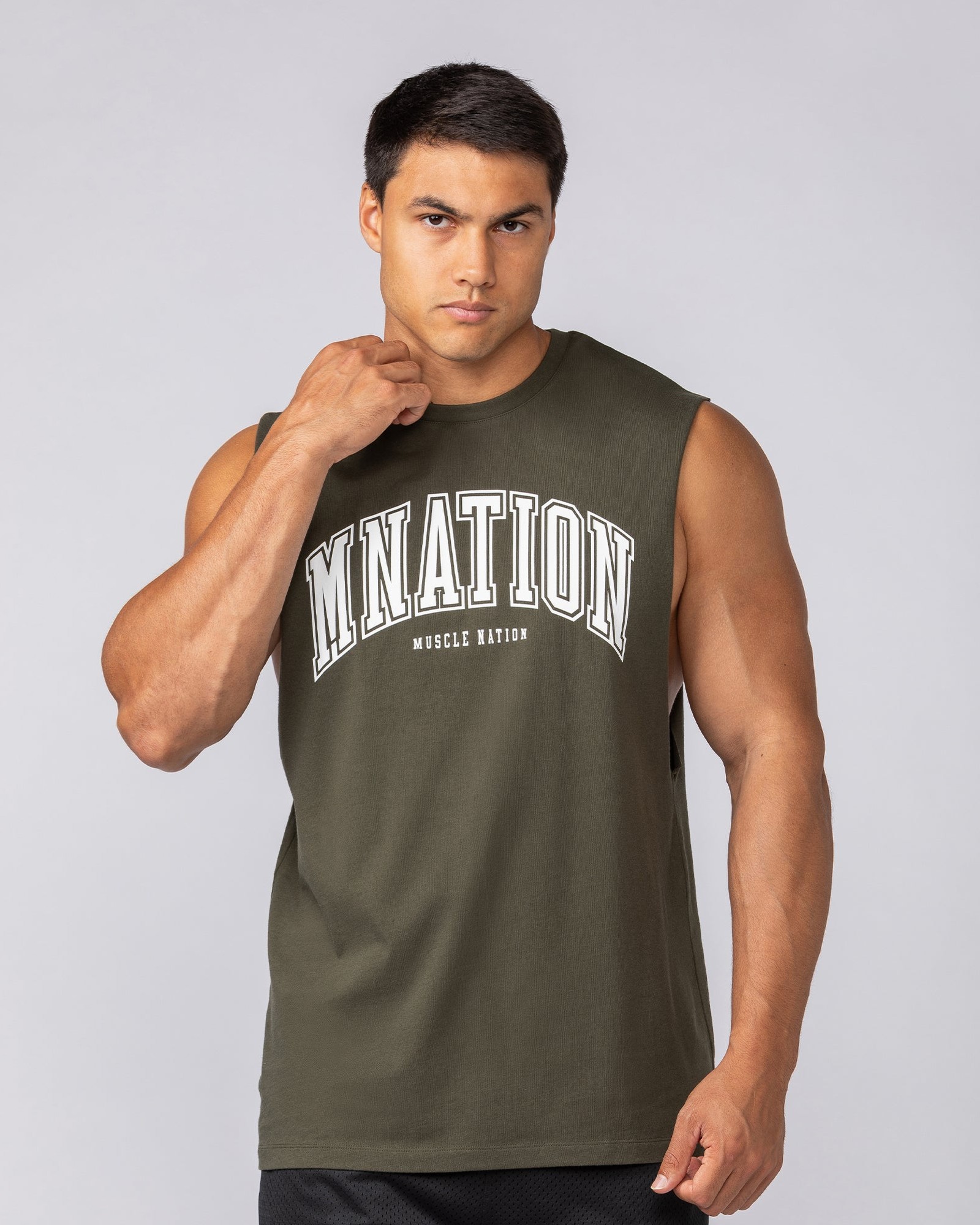 Varsity Training Drop Arm Tank - Dark Khaki