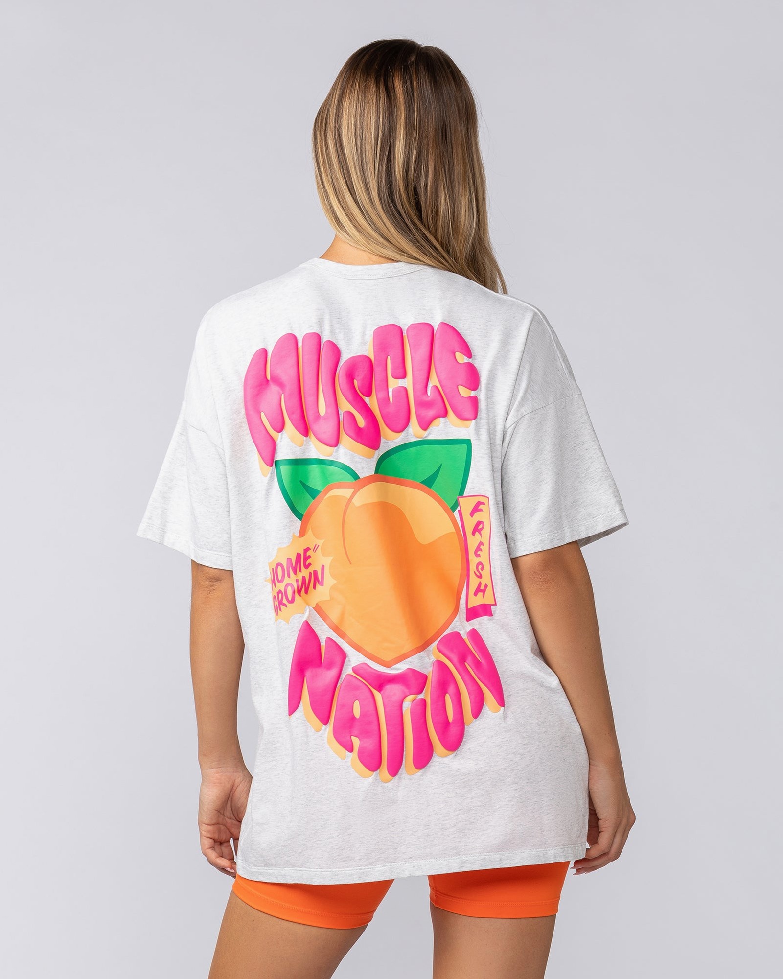Peachy Oversized Tee - Snow Grey Marl