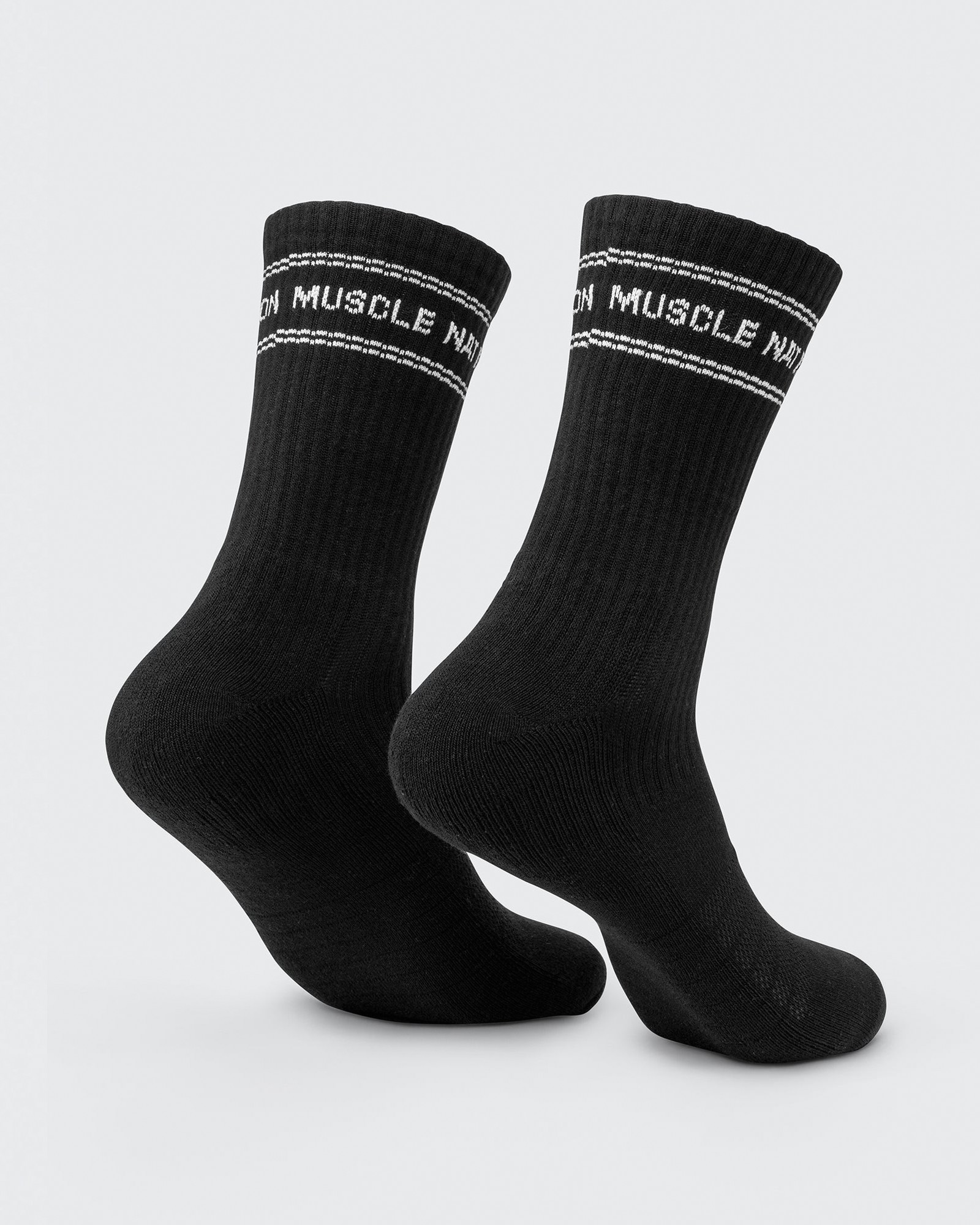 Mens Stripe Crew Sock (2x Pack) - Black