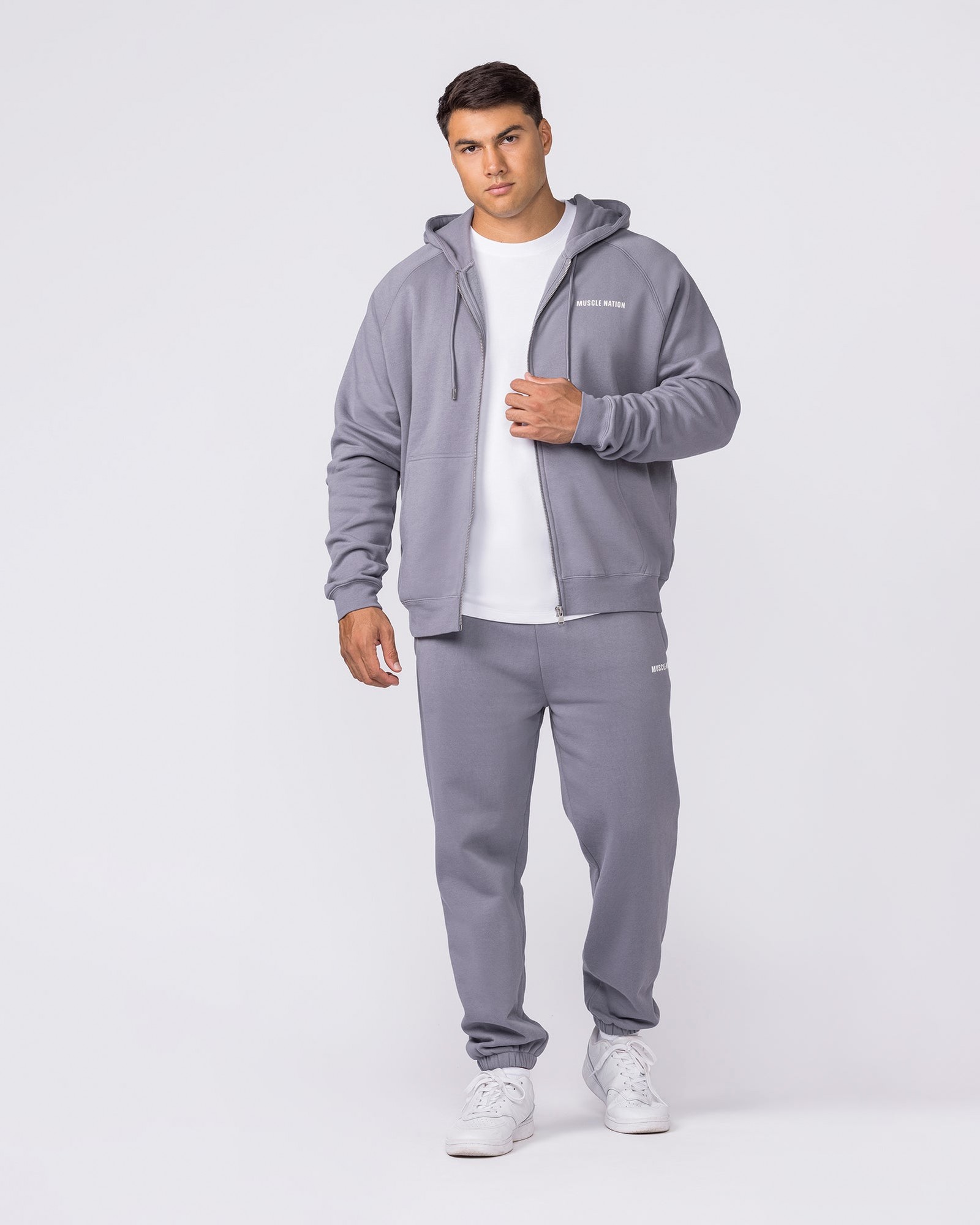 Essential Zip Hoodie - Cement