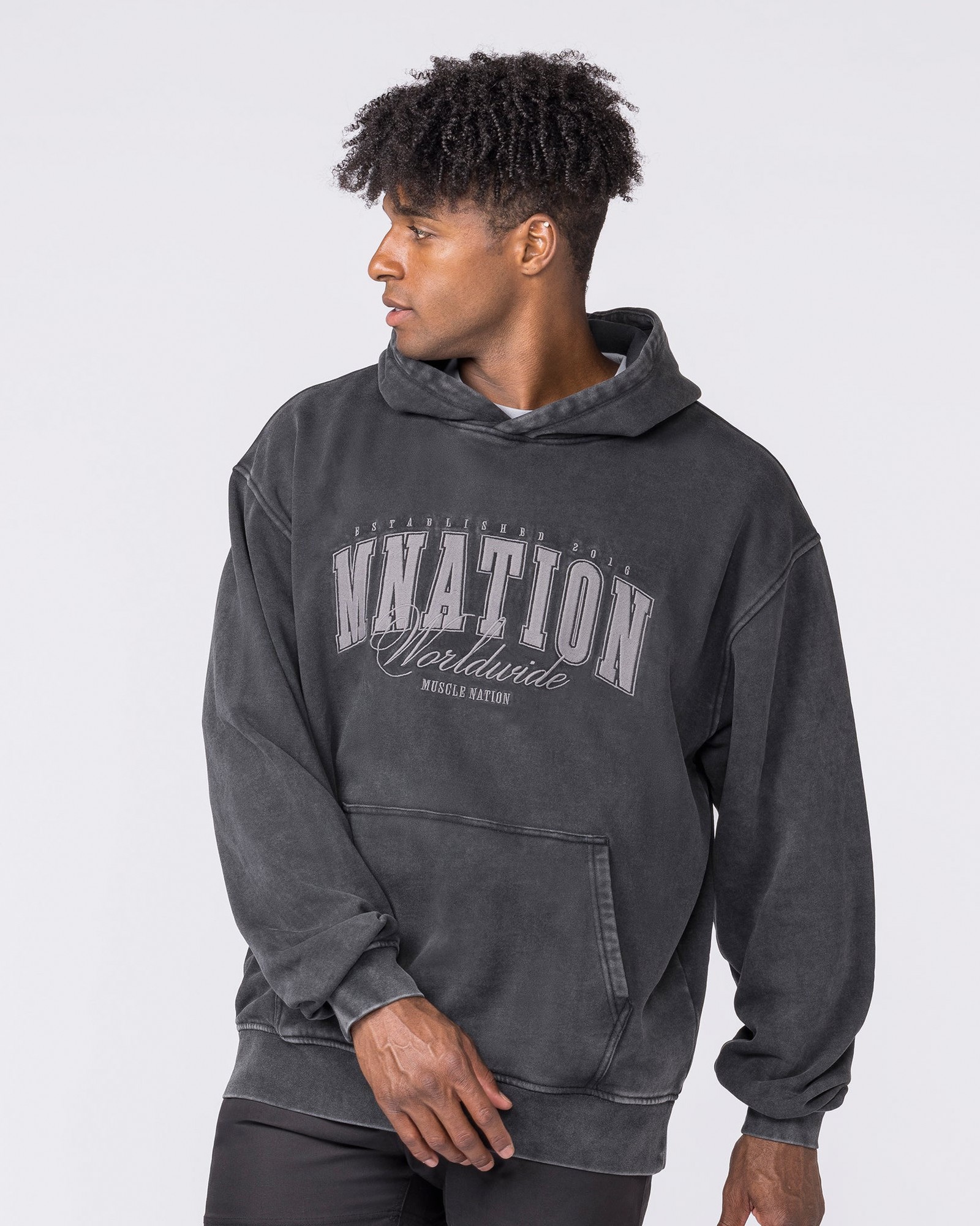 Worldclass Oversized Vintage Hoodie - Washed Black