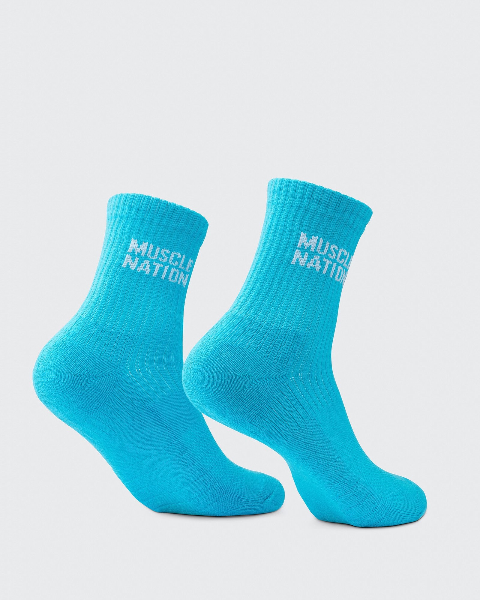 Womens Essential Crew Socks (3x Pack) - Navy / Hawaiian Blue / Off White