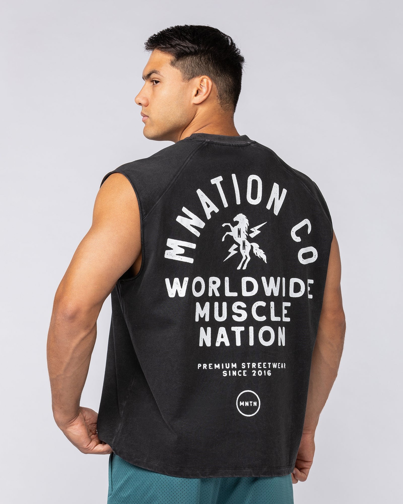 MNation Co Vintage Boxy Muscle Tank - Washed Black