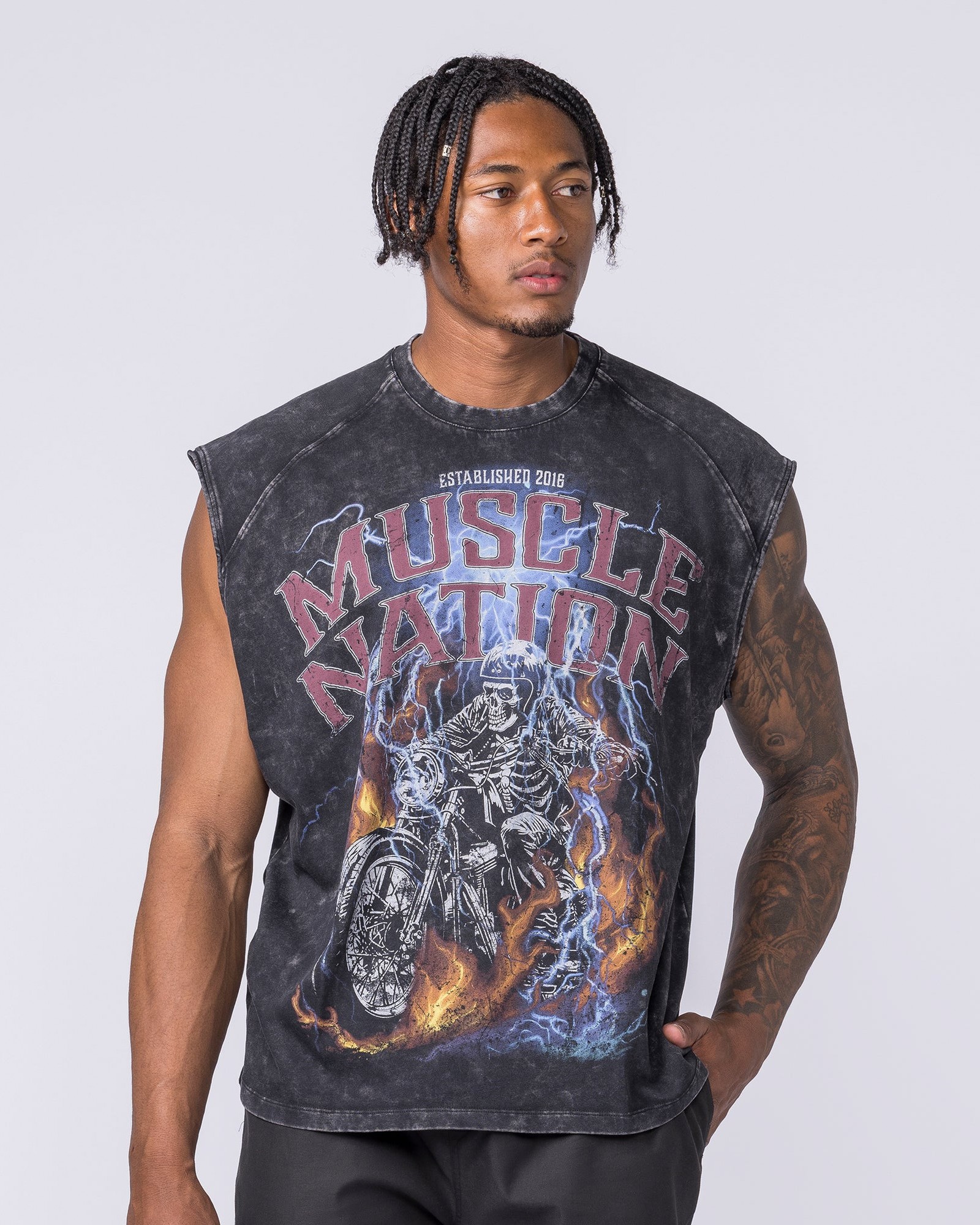 Full Throttle Vintage Boxy Muscle Tank - Washed Black