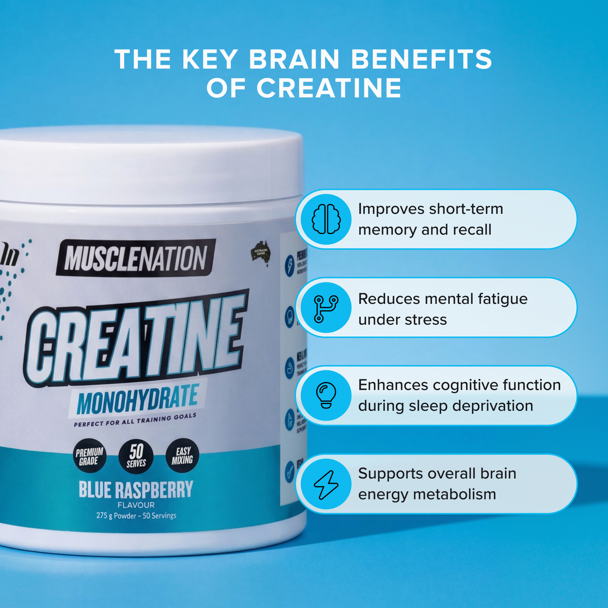CREATINE MONOHYDRATE - Blue Raspberry - 50 serves