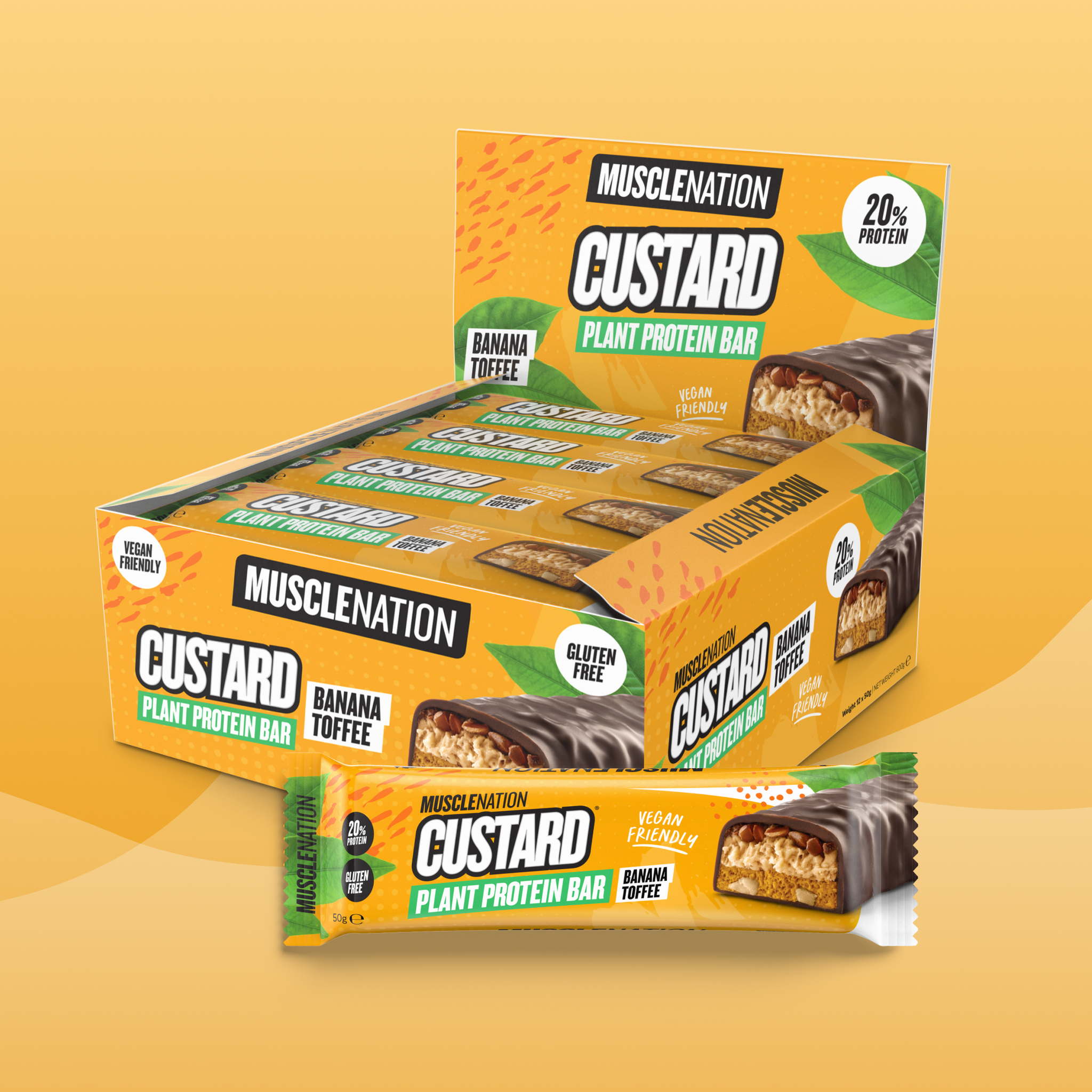 CUSTARD Plant Protein Bar (Vegan, GF) - Banana Toffee - Box of 12