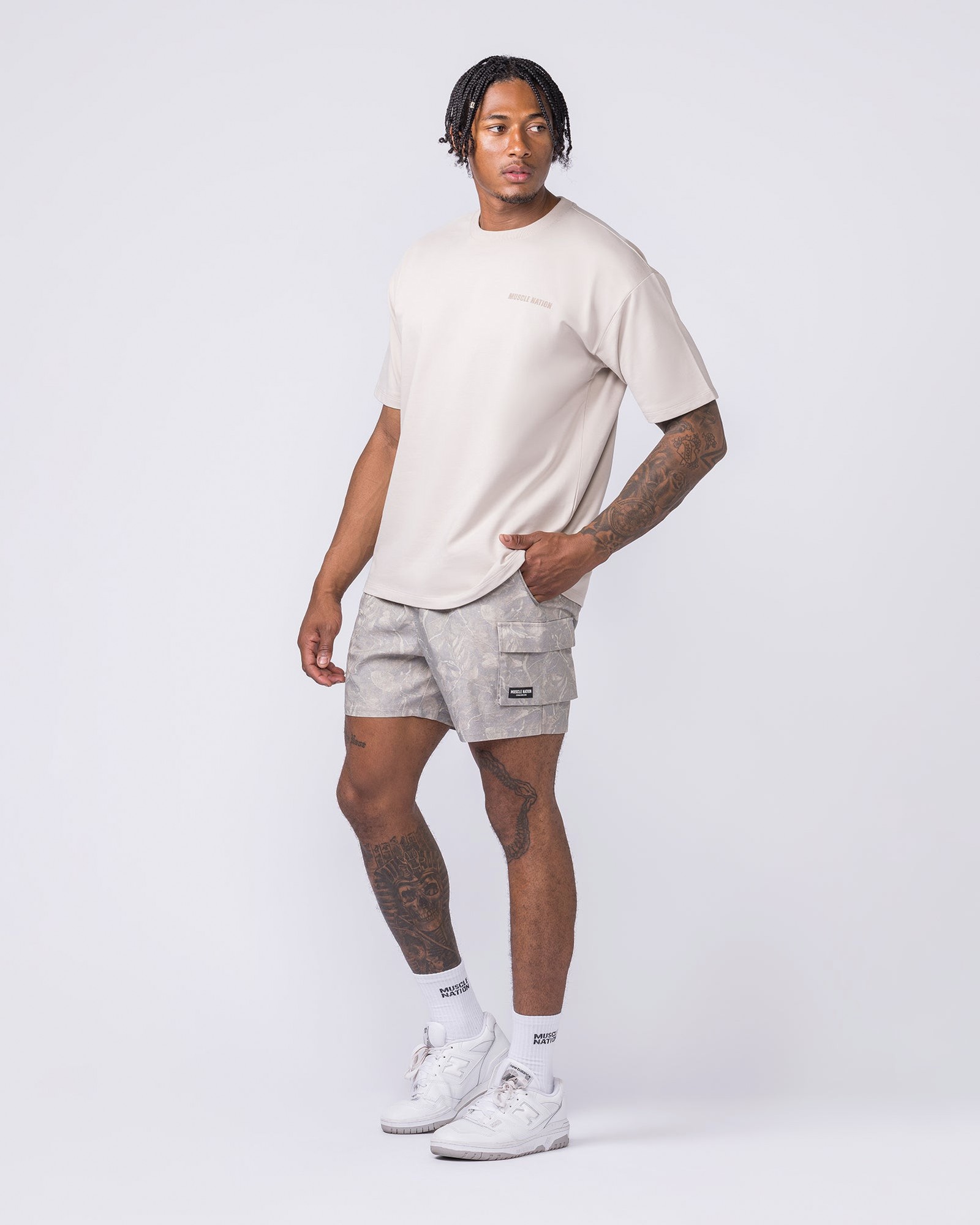 Daily Cargo 5" Shorts - Washed Tree Camo Cream