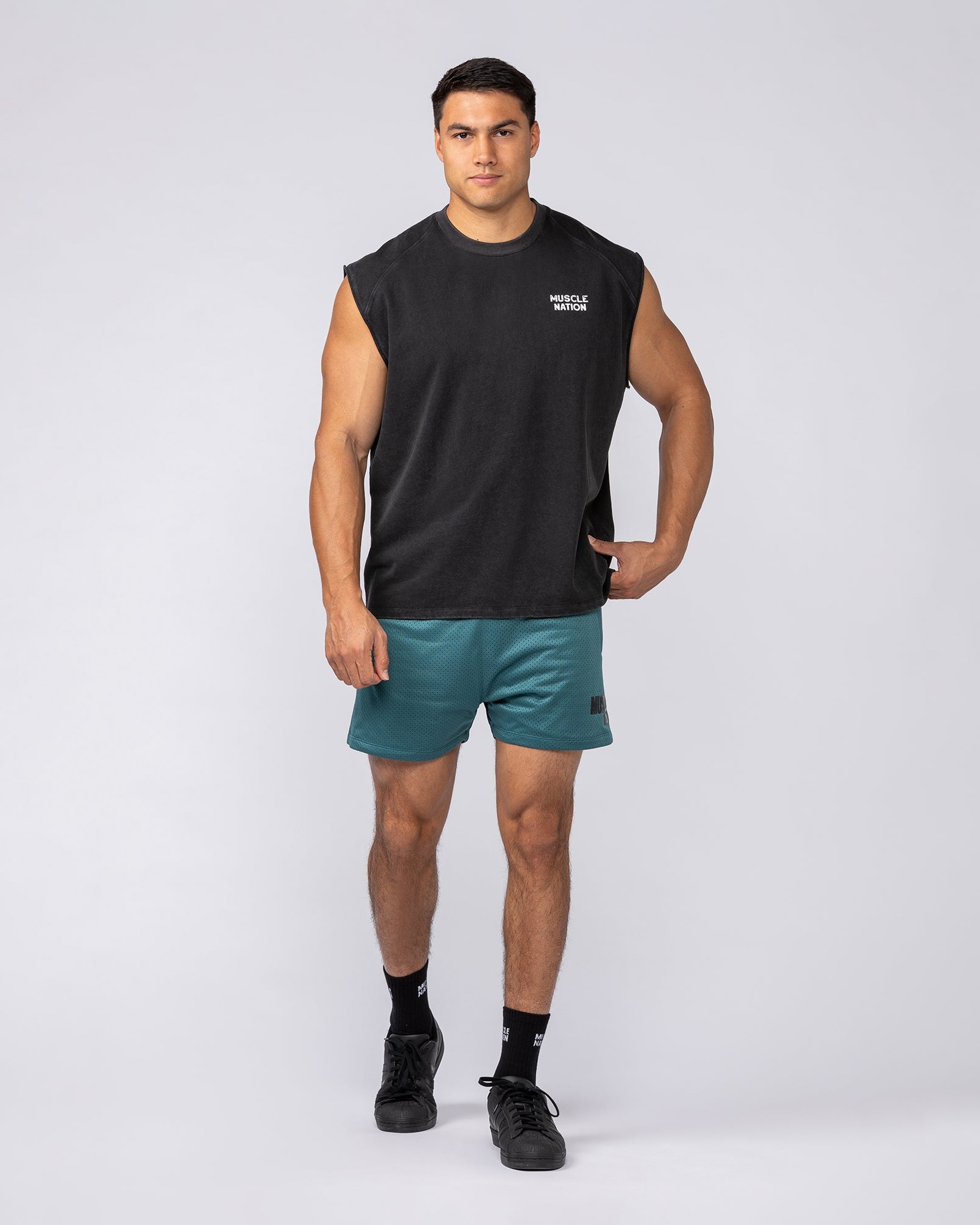 MNation Co Vintage Boxy Muscle Tank - Washed Black