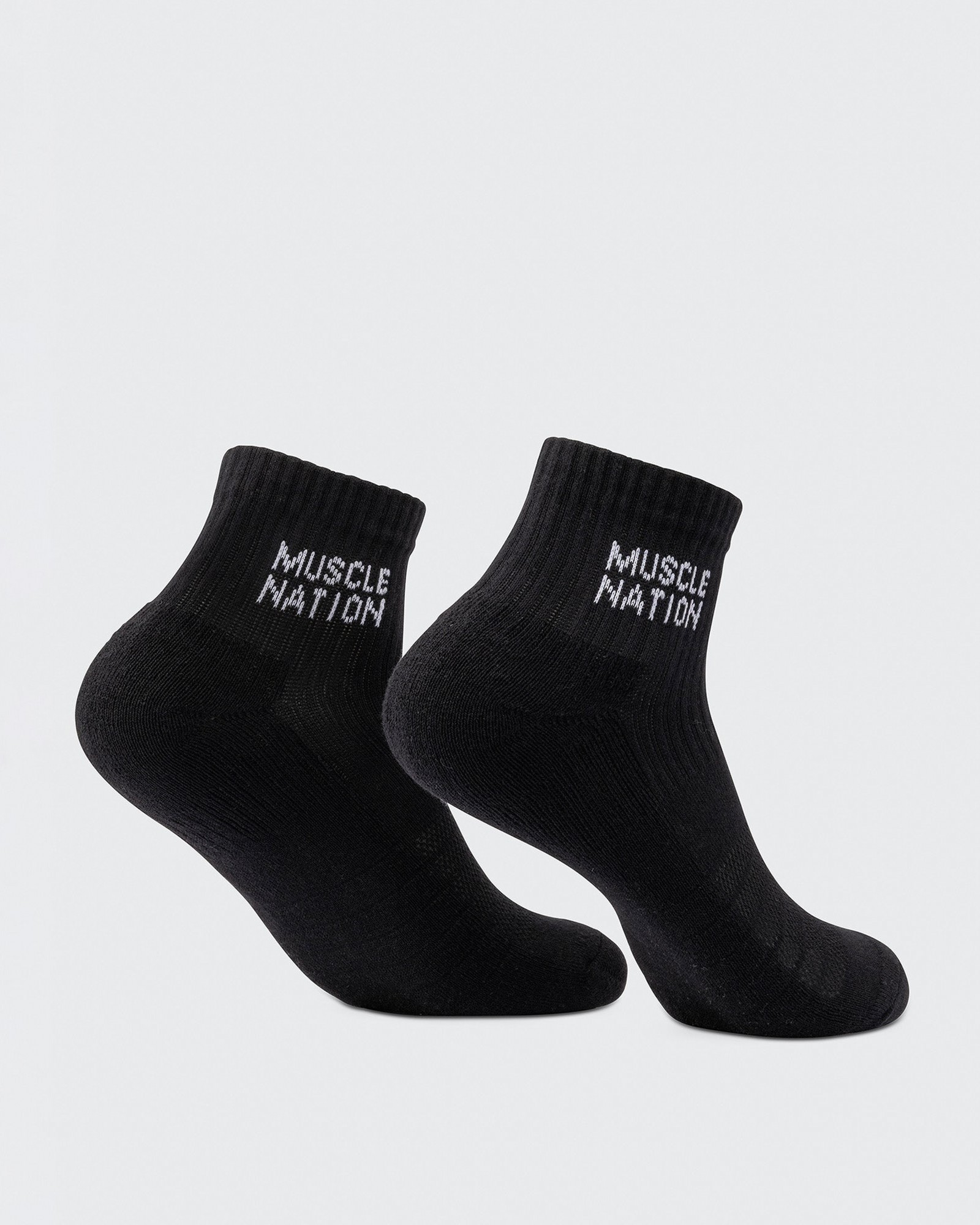 Womens 1/4 Crew Sock (2X Pack) - Black / White