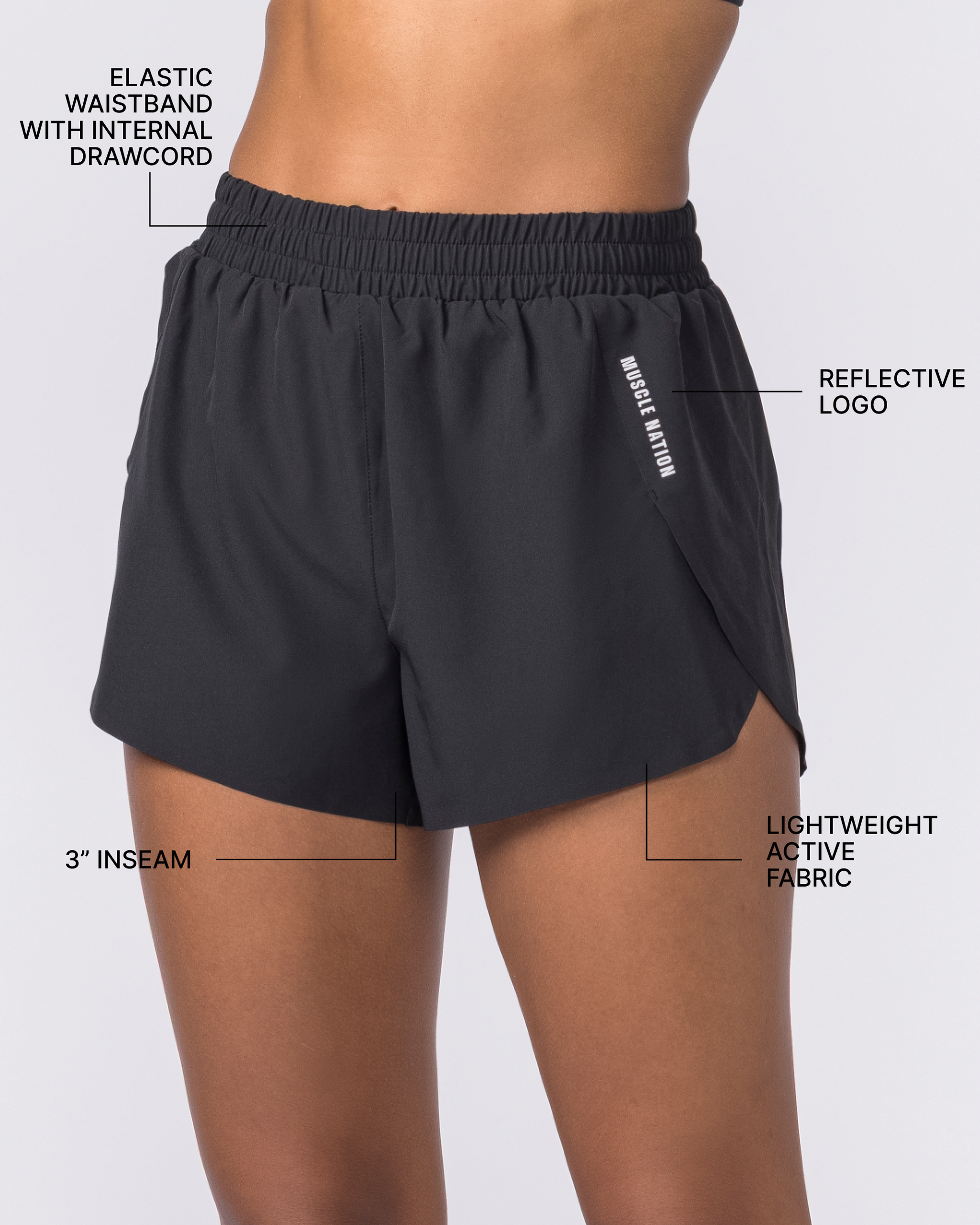 Pace 3" High-Waisted Run Shorts - Black