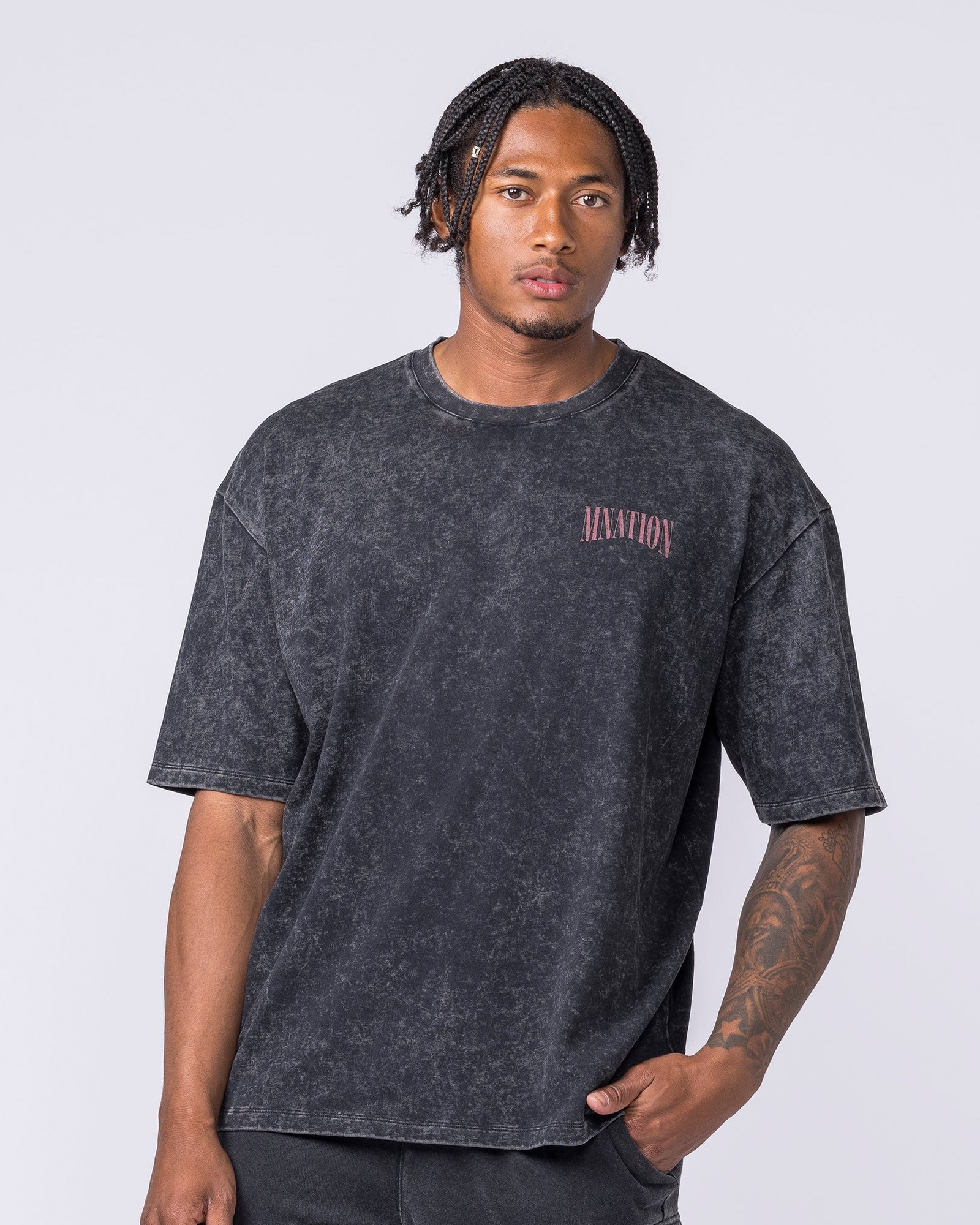 Night Rider Vintage Oversized Tee - Washed Black