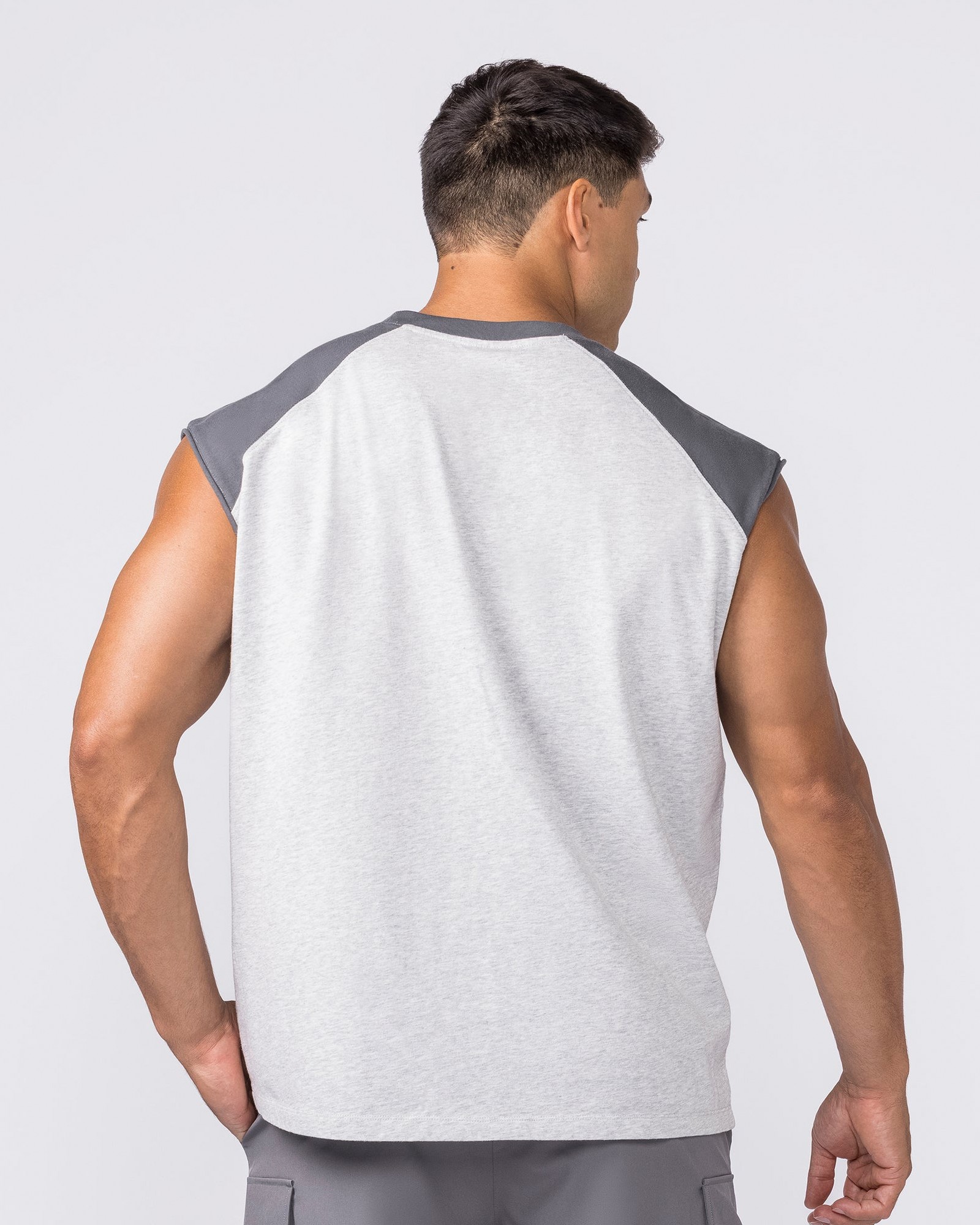 Essential Raglan Boxy Muscle Tank - Grey Marl / Tornado