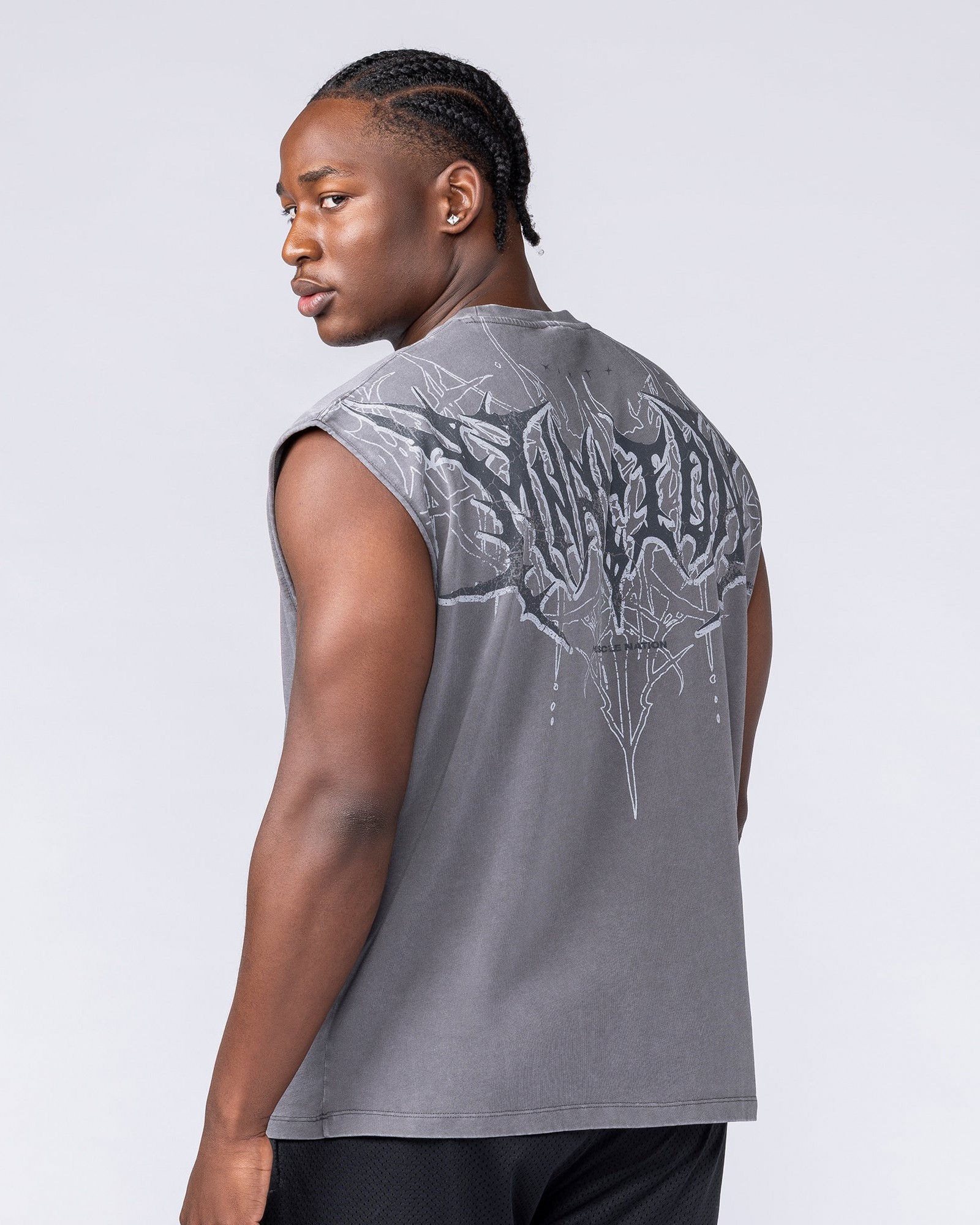 Gothic Boxy Muscle Tank - Washed Tornado