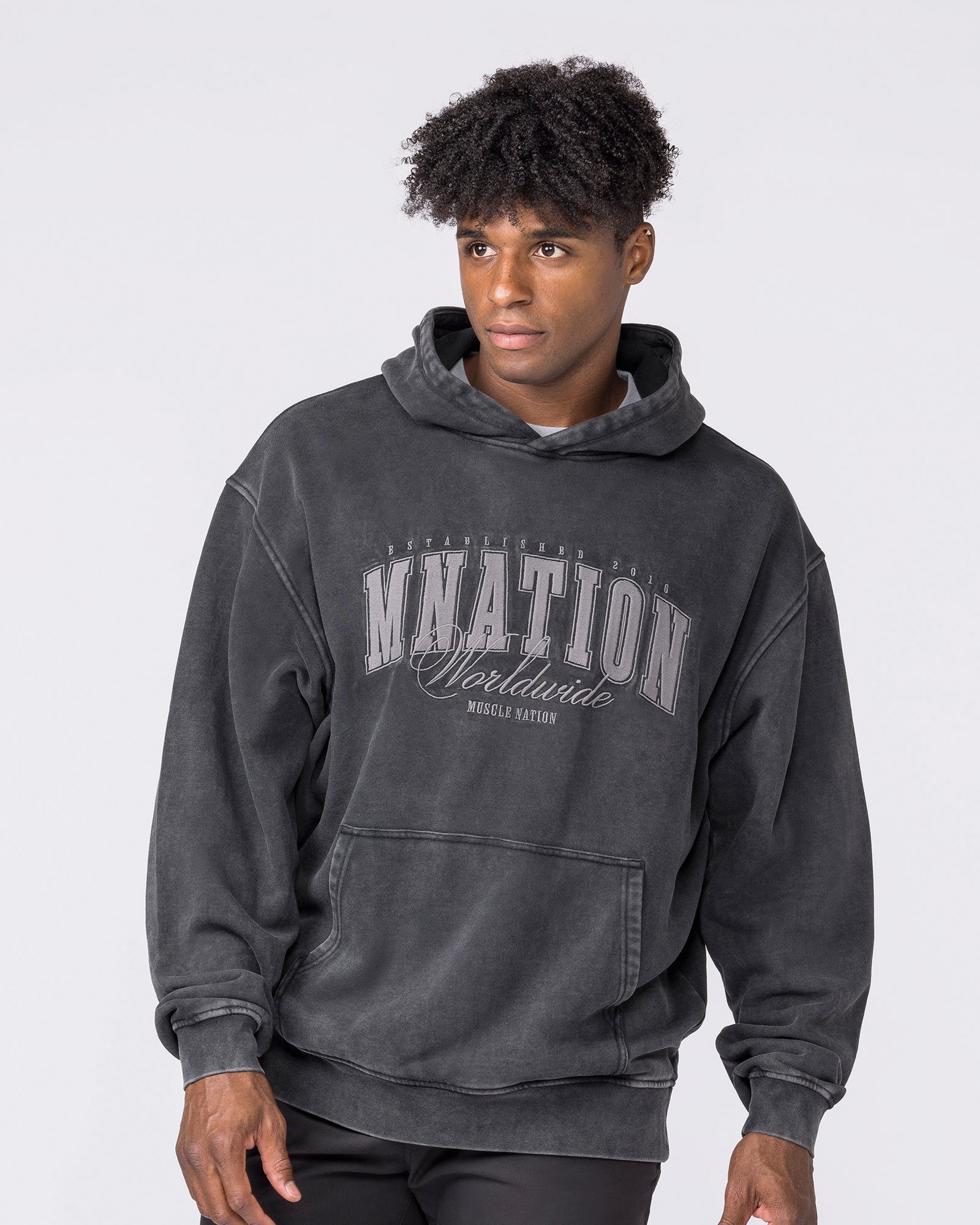 Worldclass Oversized Vintage Hoodie - Washed Black