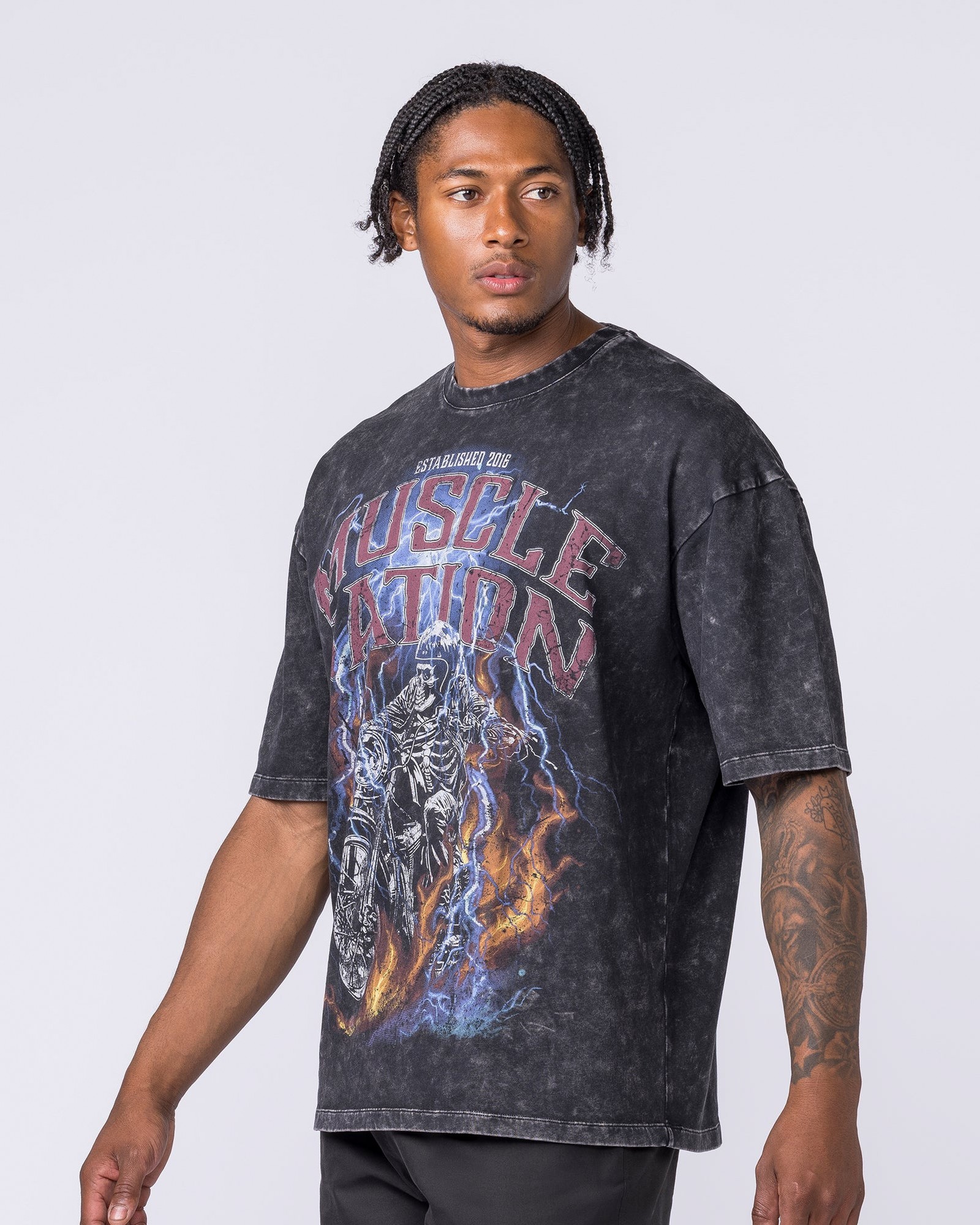 Full Throttle Oversized Vintage Tee - Washed Black