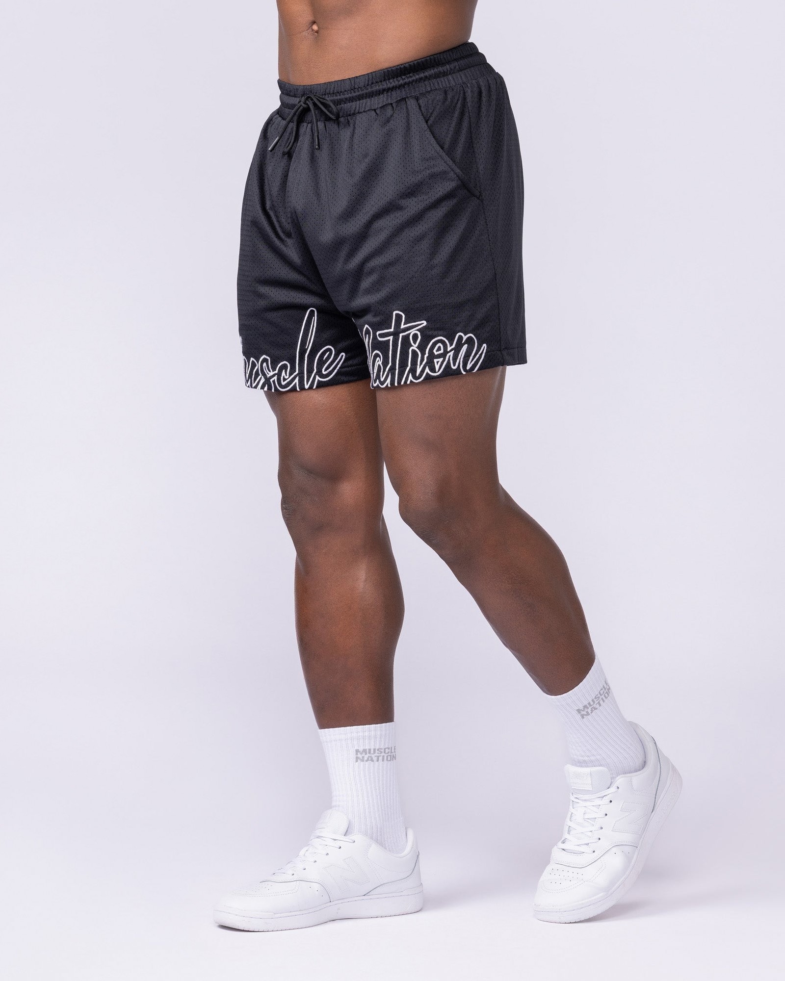 Script Lay Up 4" Shorts - Black