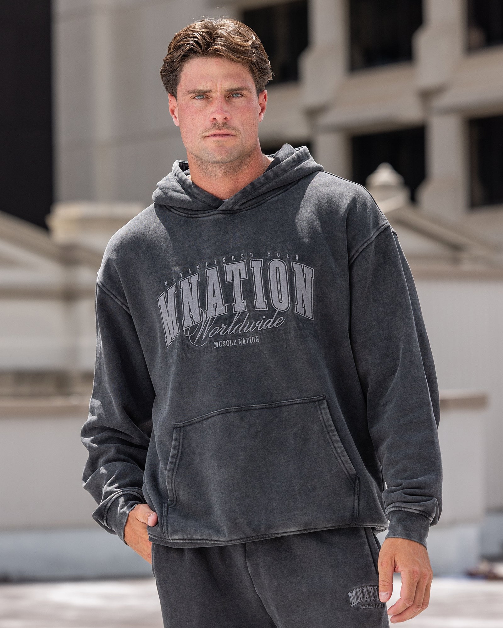 Worldclass Oversized Vintage Hoodie - Washed Black