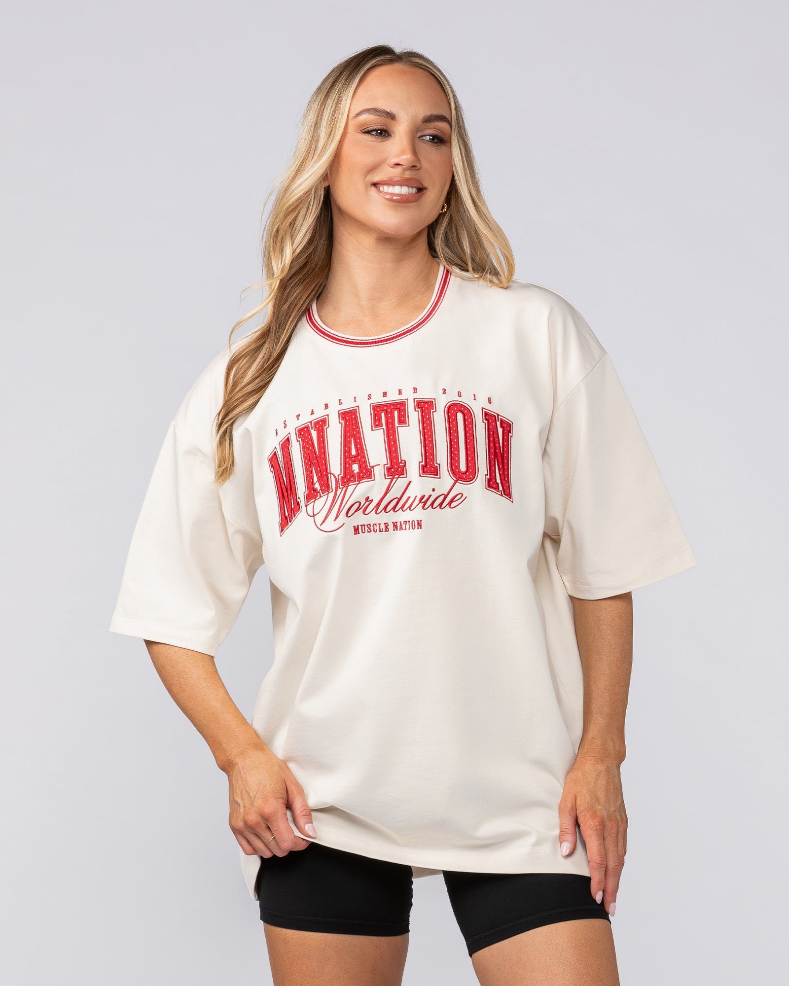 Ringer Oversized Tee - Travertine