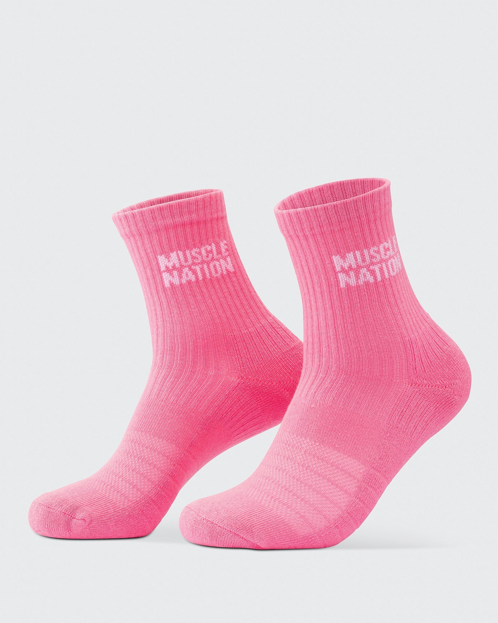 Womens Essential Crew Socks (3x Pack) - Off White / Bright Pink / Hyper Fuchsia
