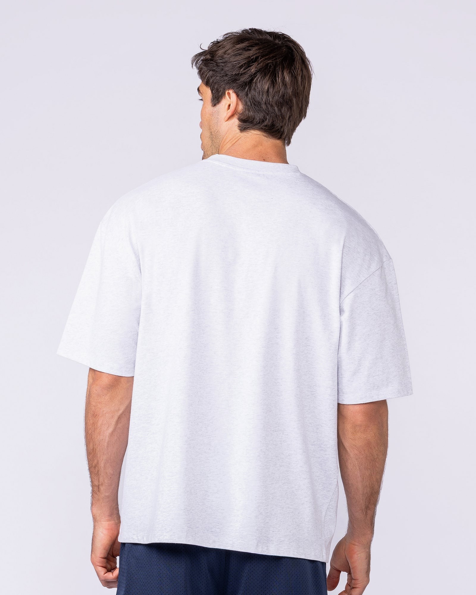 Mens Running Club Oversized Tee - Snow Grey Marl