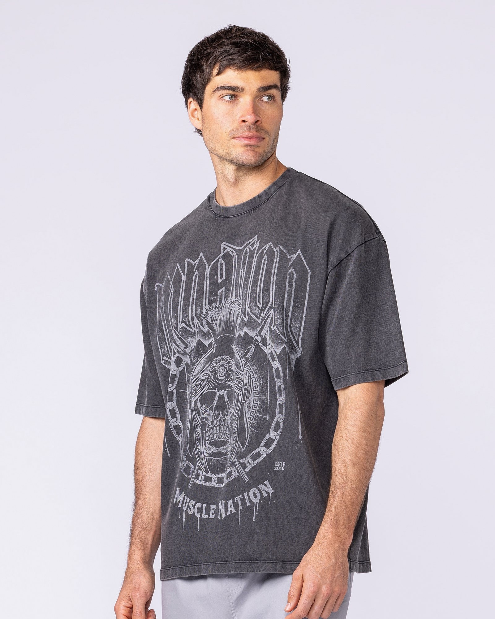 Spartan Oversized Vintage Tee - Washed Black