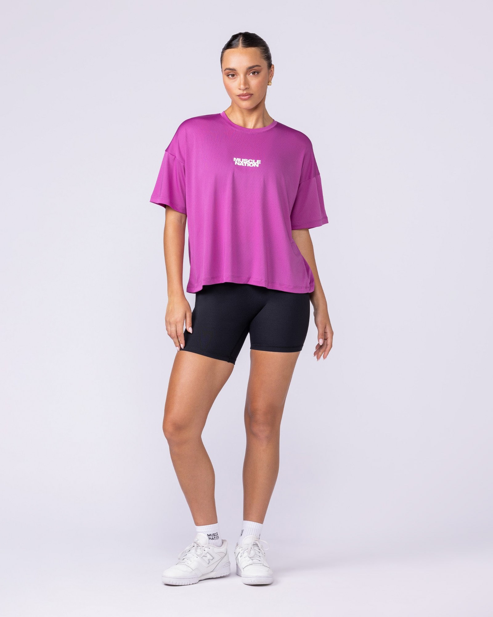 Boxy Training Tee - Radiant Orchid