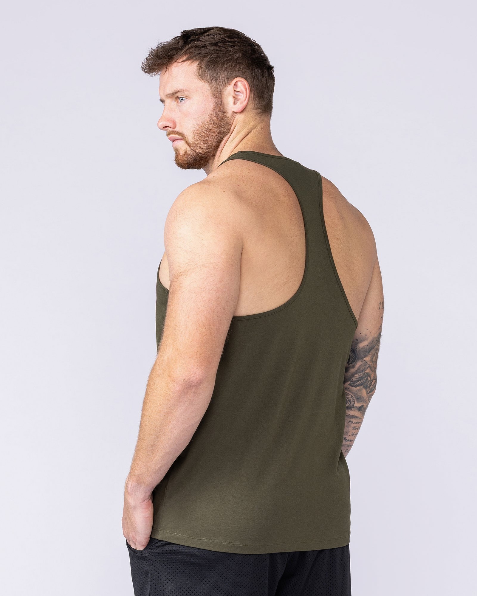 Infinite Y Back Singlet - Dark Khaki