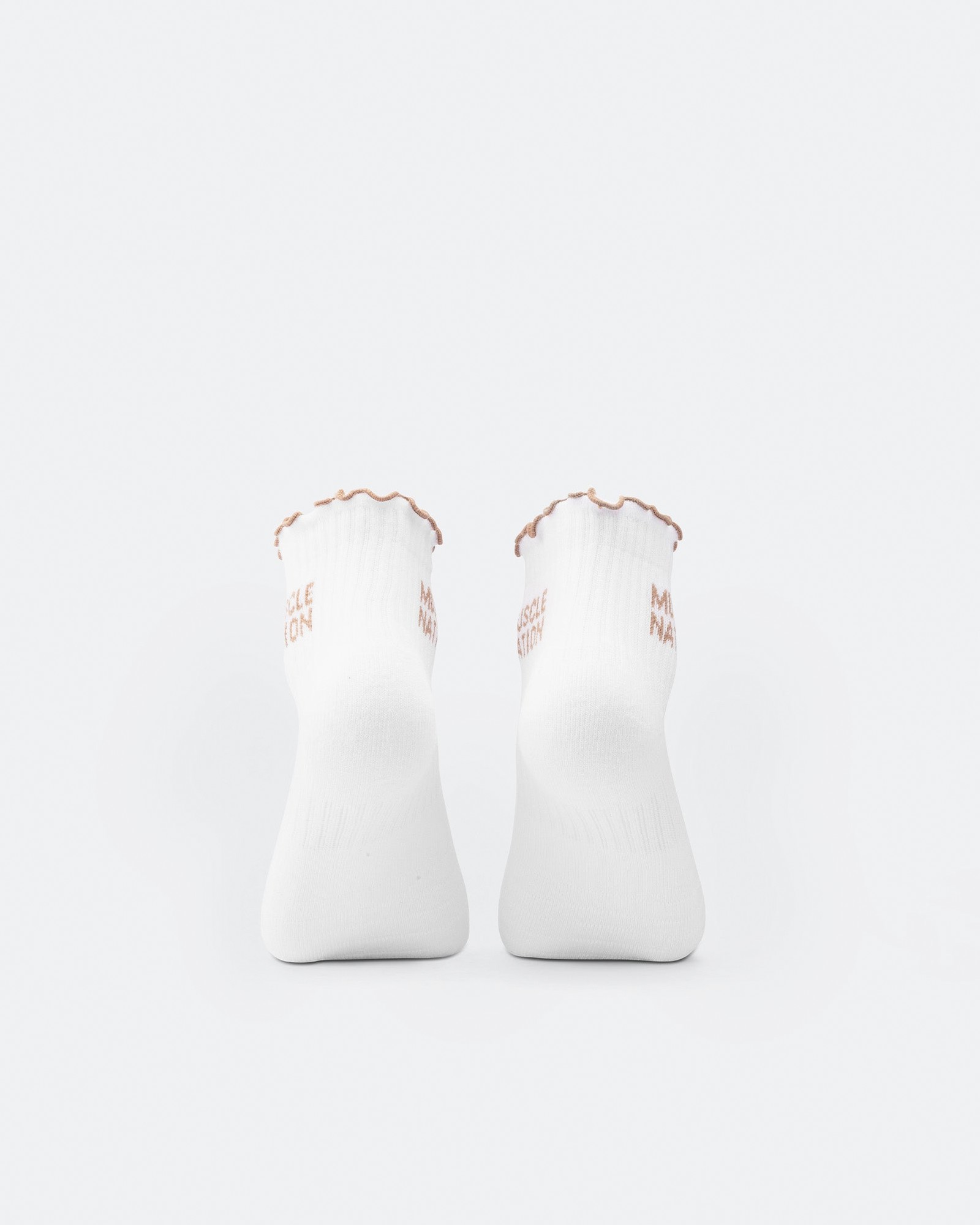 Ruffle Crew Sock - 1Pack - White / Stone