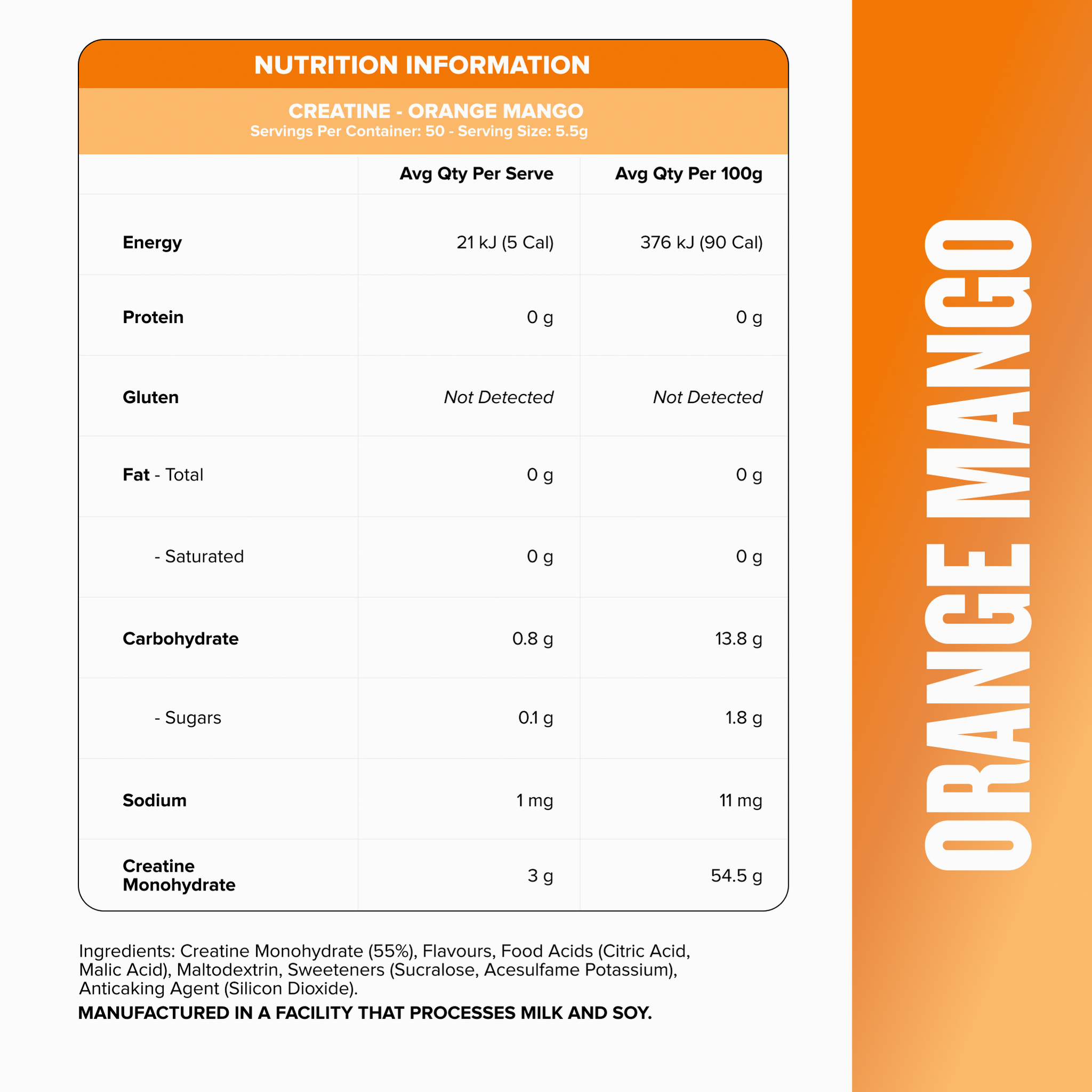 CREATINE MONOHYDRATE - Orange Mango - 50 serves