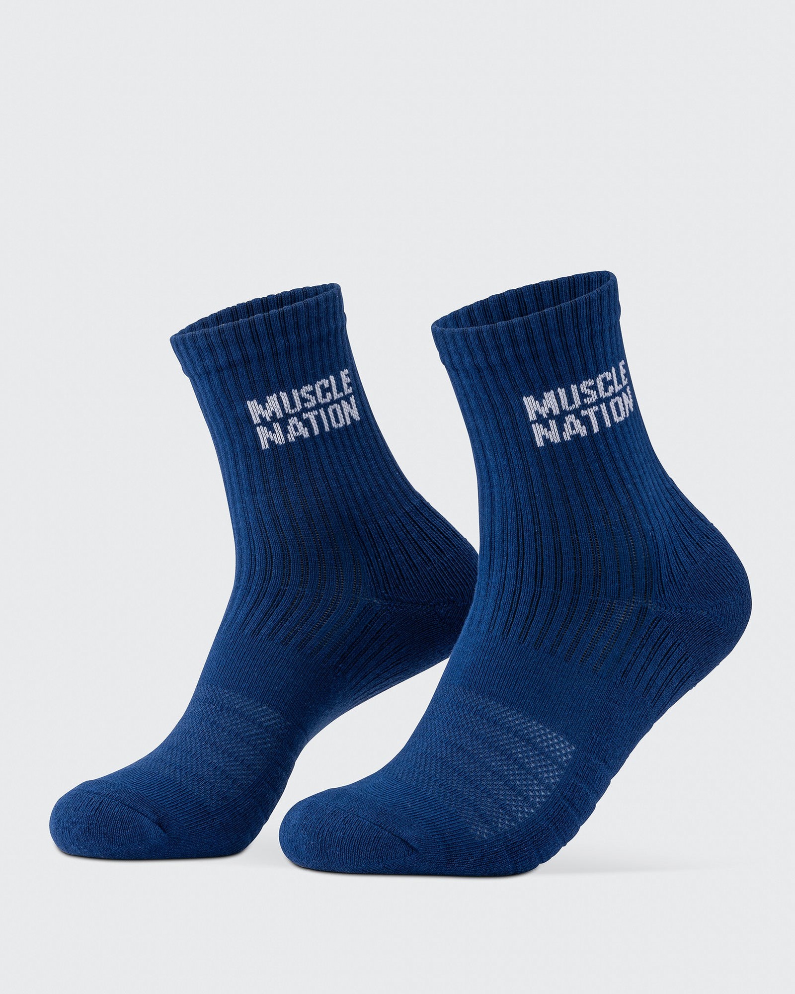 Womens Essential Crew Socks (3x Pack) - Navy / Hawaiian Blue / Off White