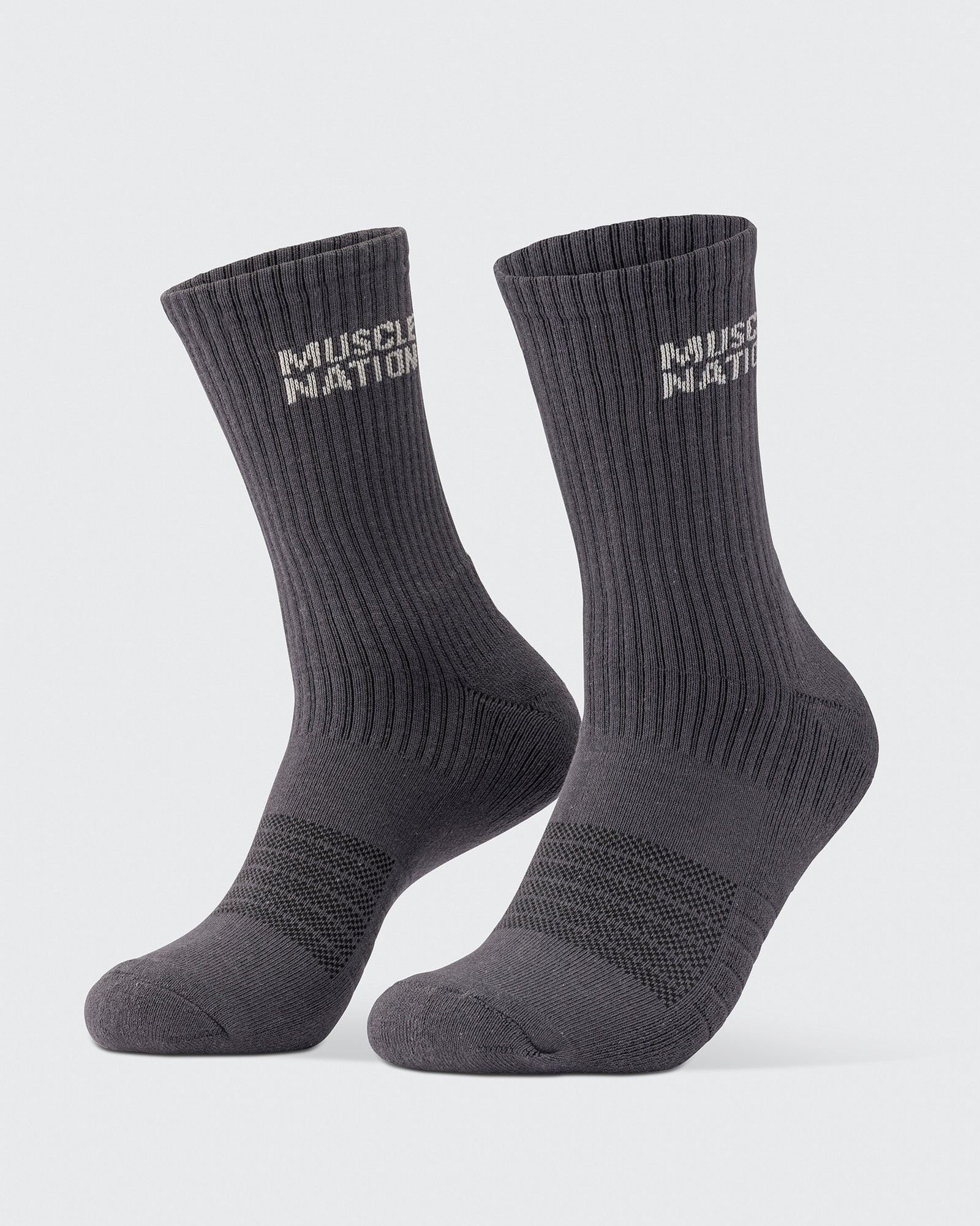 Mens Essential Crew Socks (2x Pack) - Charcoal / Dew