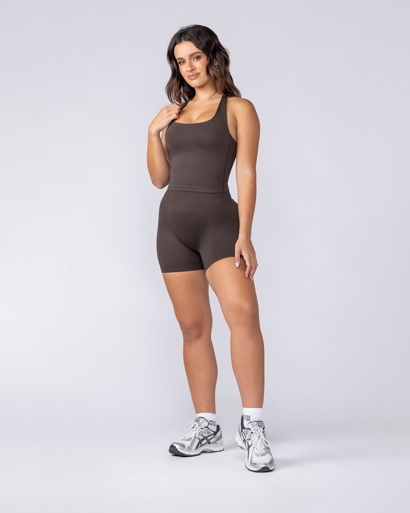 Sculpt Seamless Halter Bra Tank - Cocoa