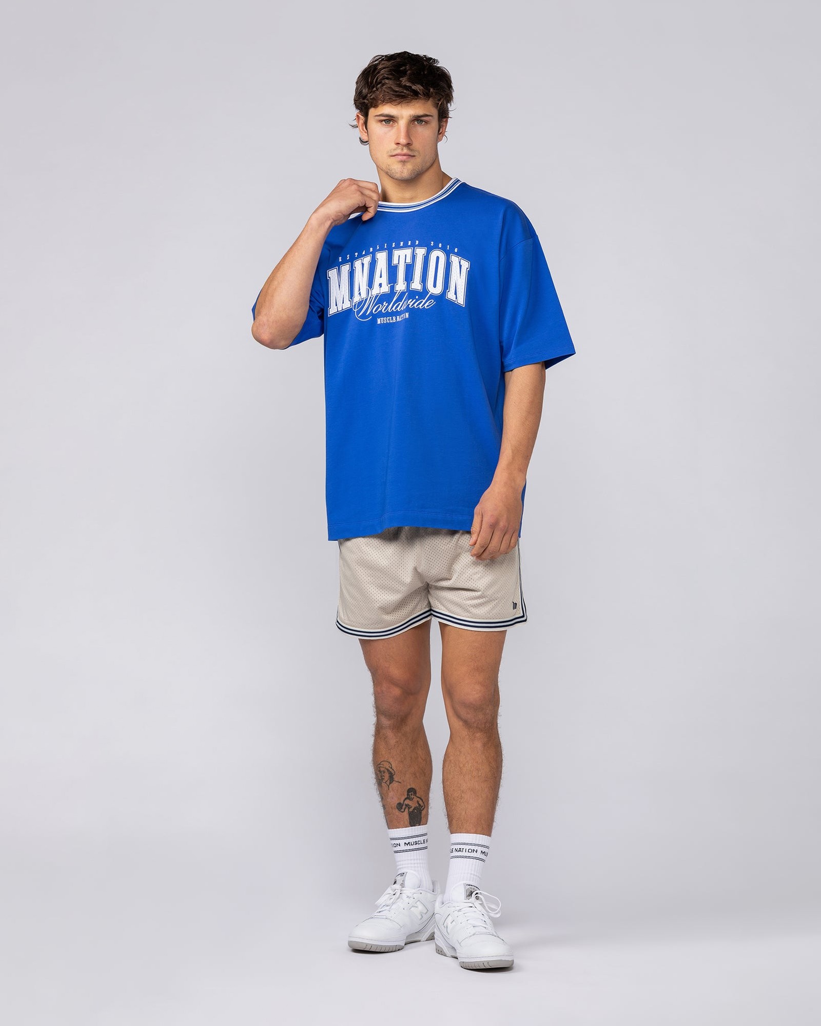 Ringer Oversized Tee - Power Blue