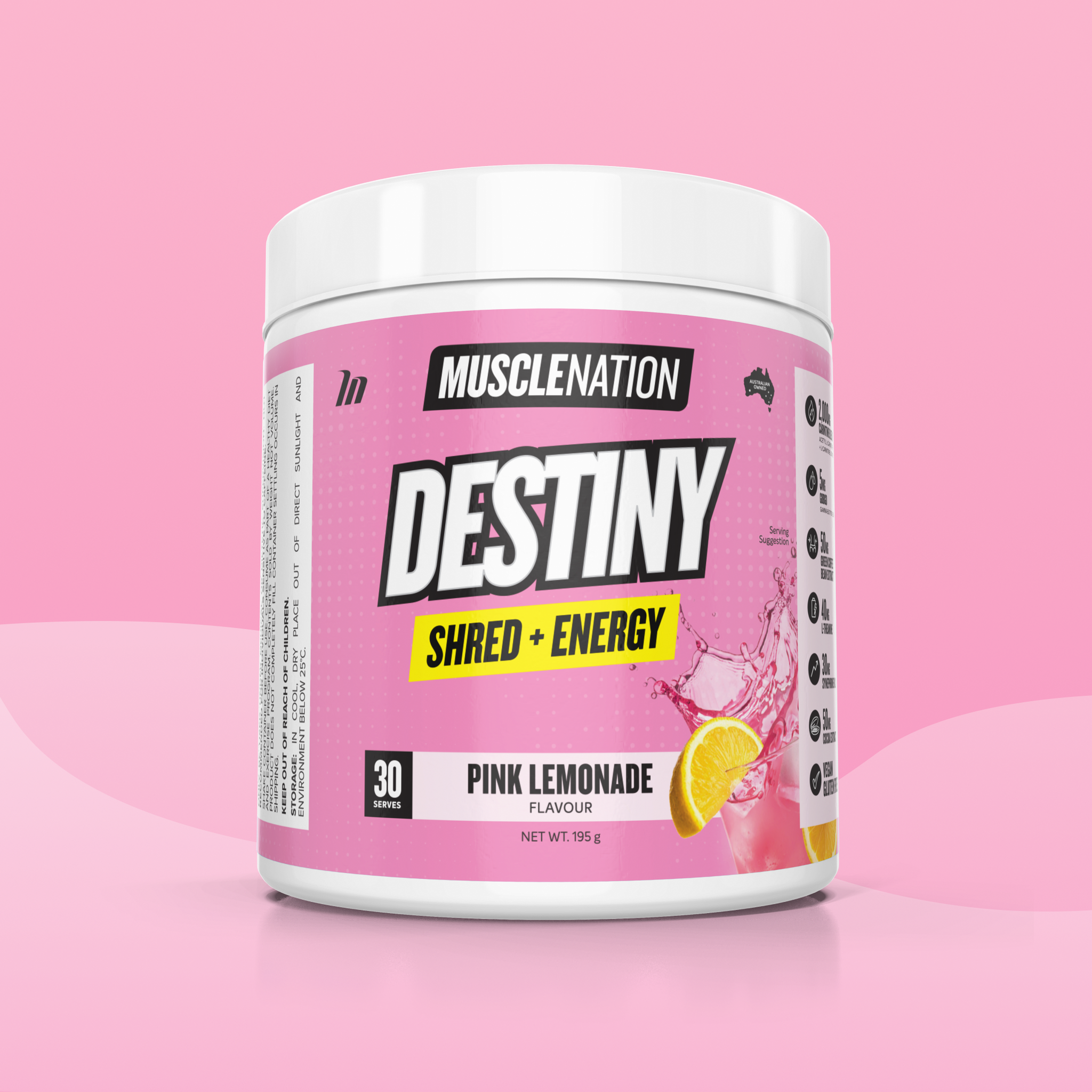DESTINY Pre-Workout Burn - Pink Lemonade - 30 serves