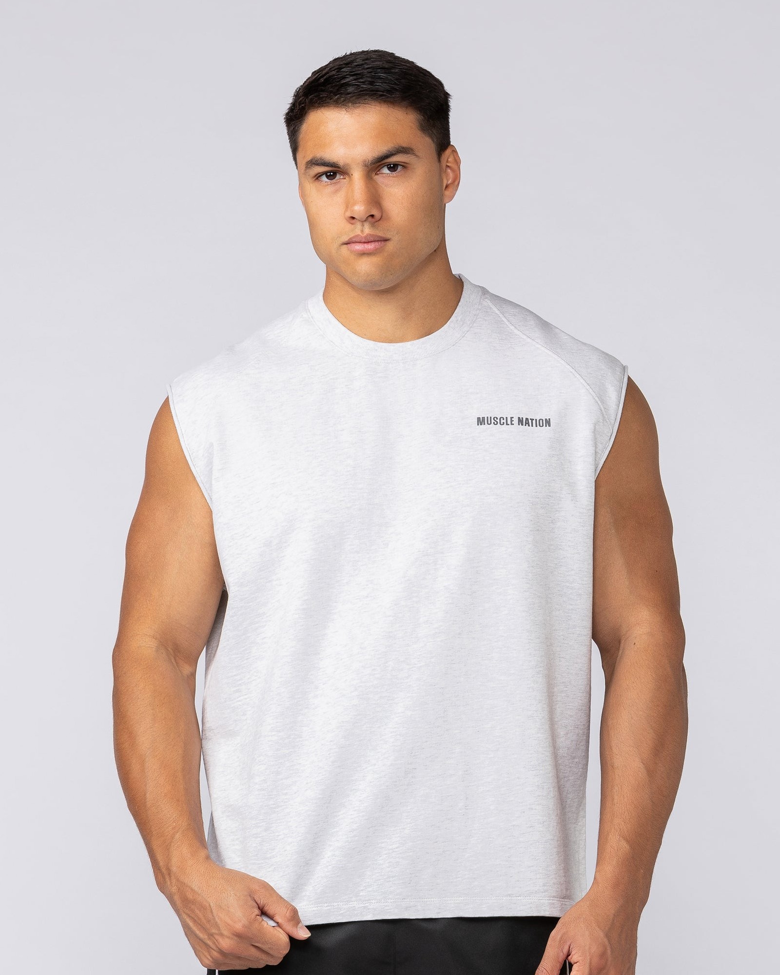 Essential Boxy Muscle Tank - Snow Grey Marl